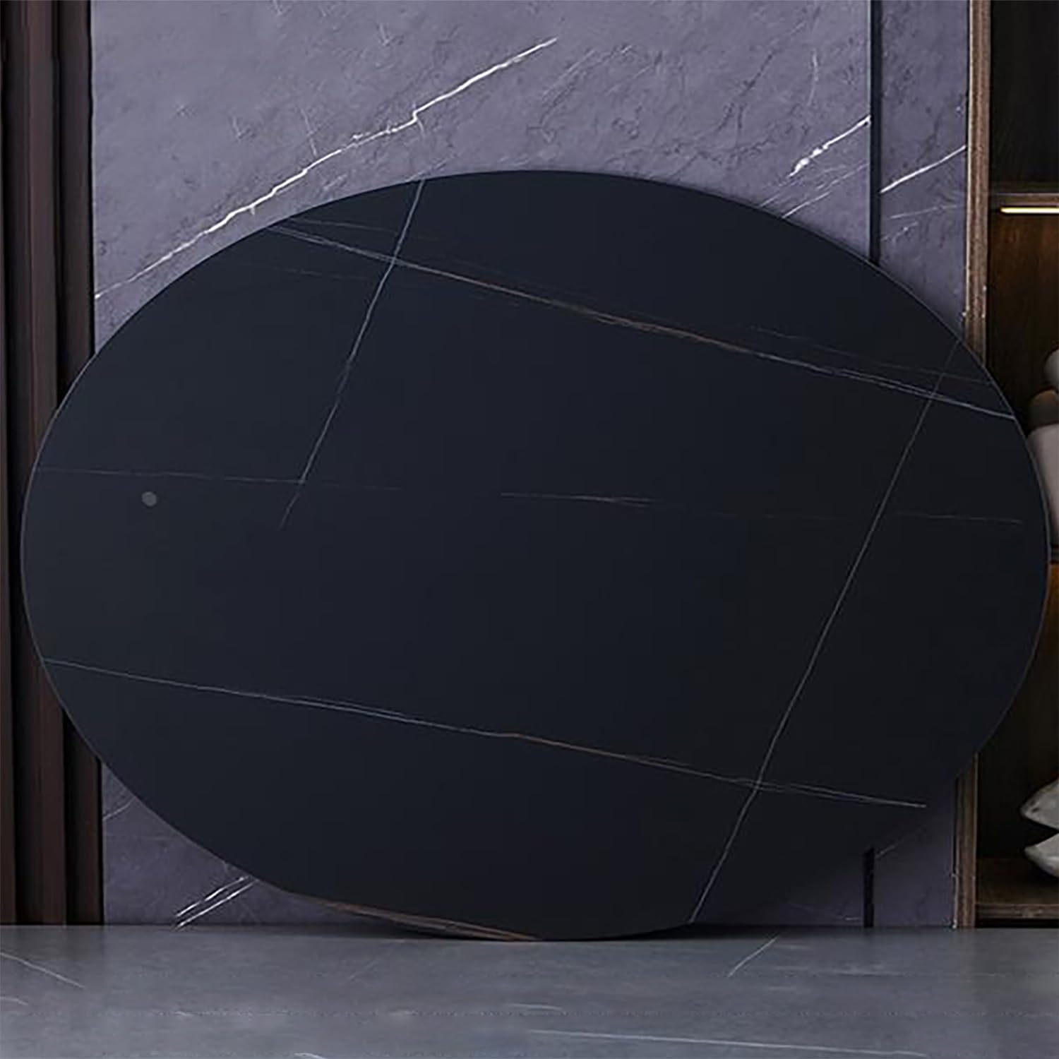 Obrotowa marmurowa taca do serwowania 80 cm okrągły stół Lazy Susan elegancka czarno-złota akcesoria kuchenne na domowe kolacje i rozrywkę idealna na imprezy