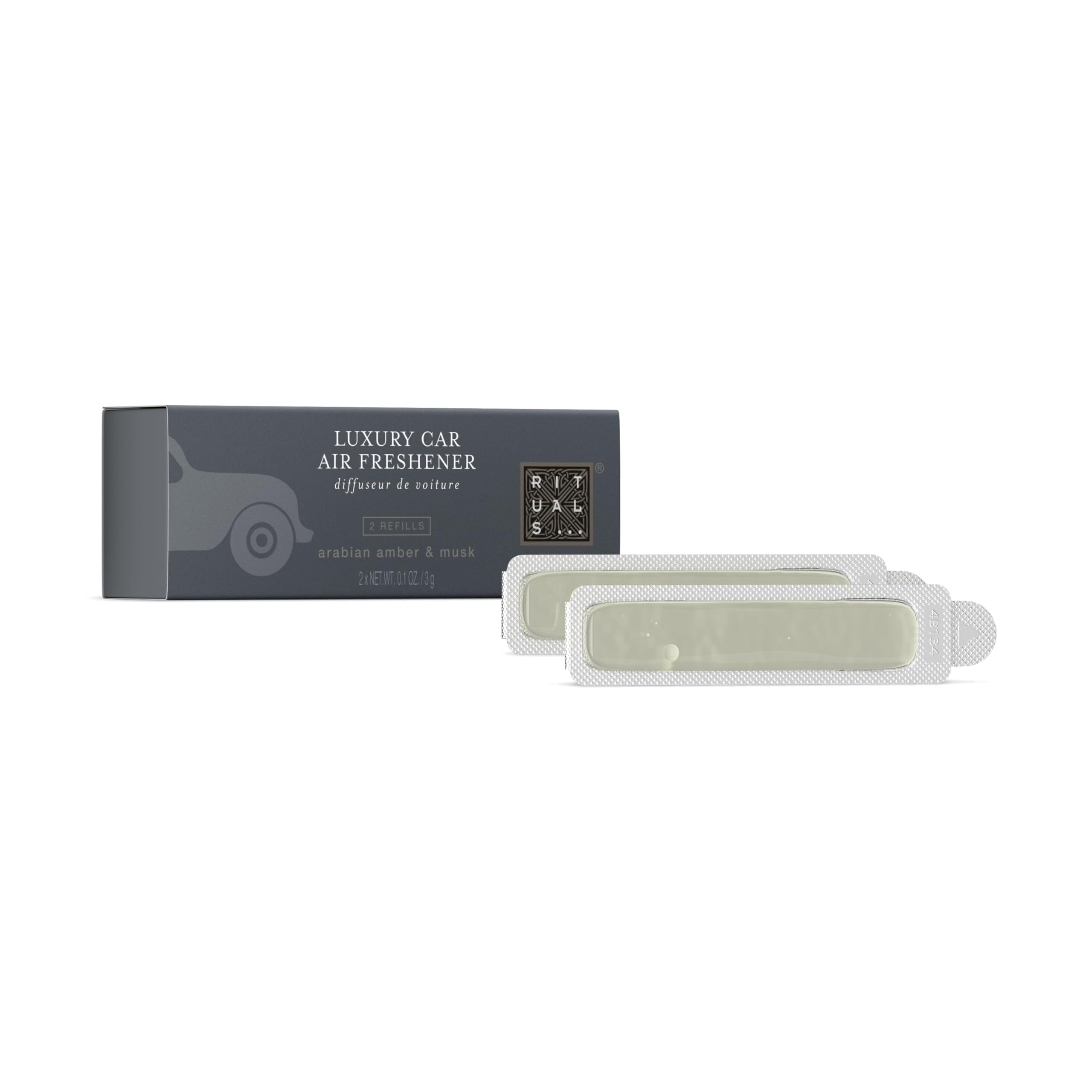 RITUALS Homme Pack Recargas de Ambientador de Coche – 2 Recargas – Ámbar Árabe y Almizcle – 2 x 3 g – sin soporte de madera