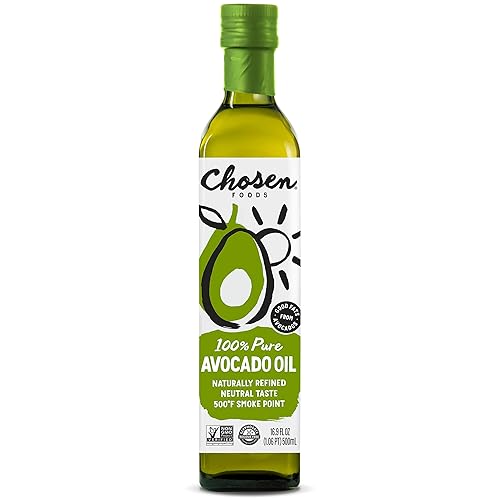 Chosen Foods Aceite de aguacate 100 puro 169 oz sin productos transgénicos para cocinar a altas temperaturas freír hornear salsas caseras aderezos Chosen Foods Aceite de aguacate 100 puro 169 oz sin productos transgénicos para cocinar a altas temperaturas freír hornear salsas caseras aderezos