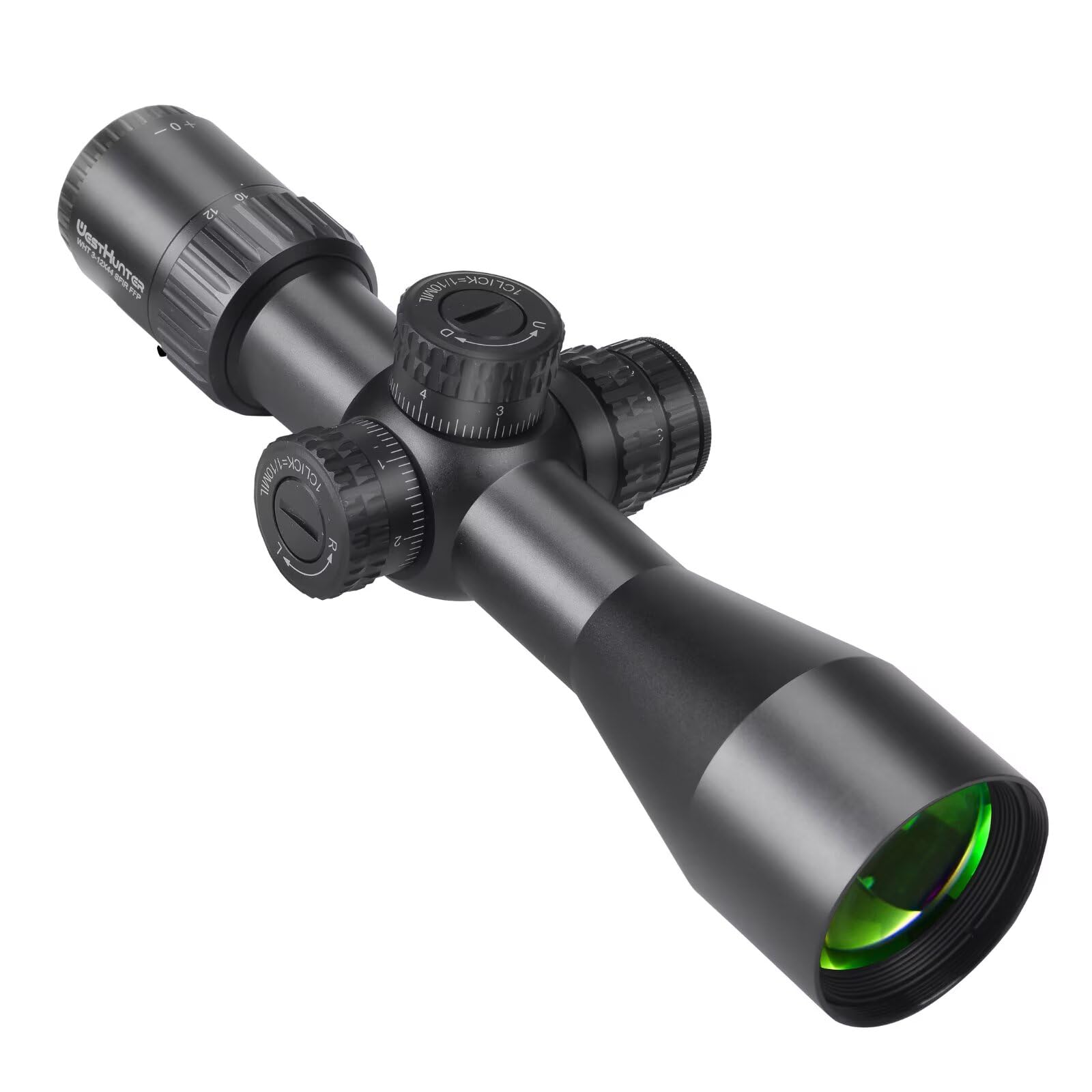 WestHunter Optics Wht 3-12x44 SFIR SFP Precisión Miras Telescópicas, Tubo de 30 mm, Segundo Plano Focal Iluminación Rojo 1/10 MIL, Exclusivo para Competiciones Deportivas de Larga Distancia