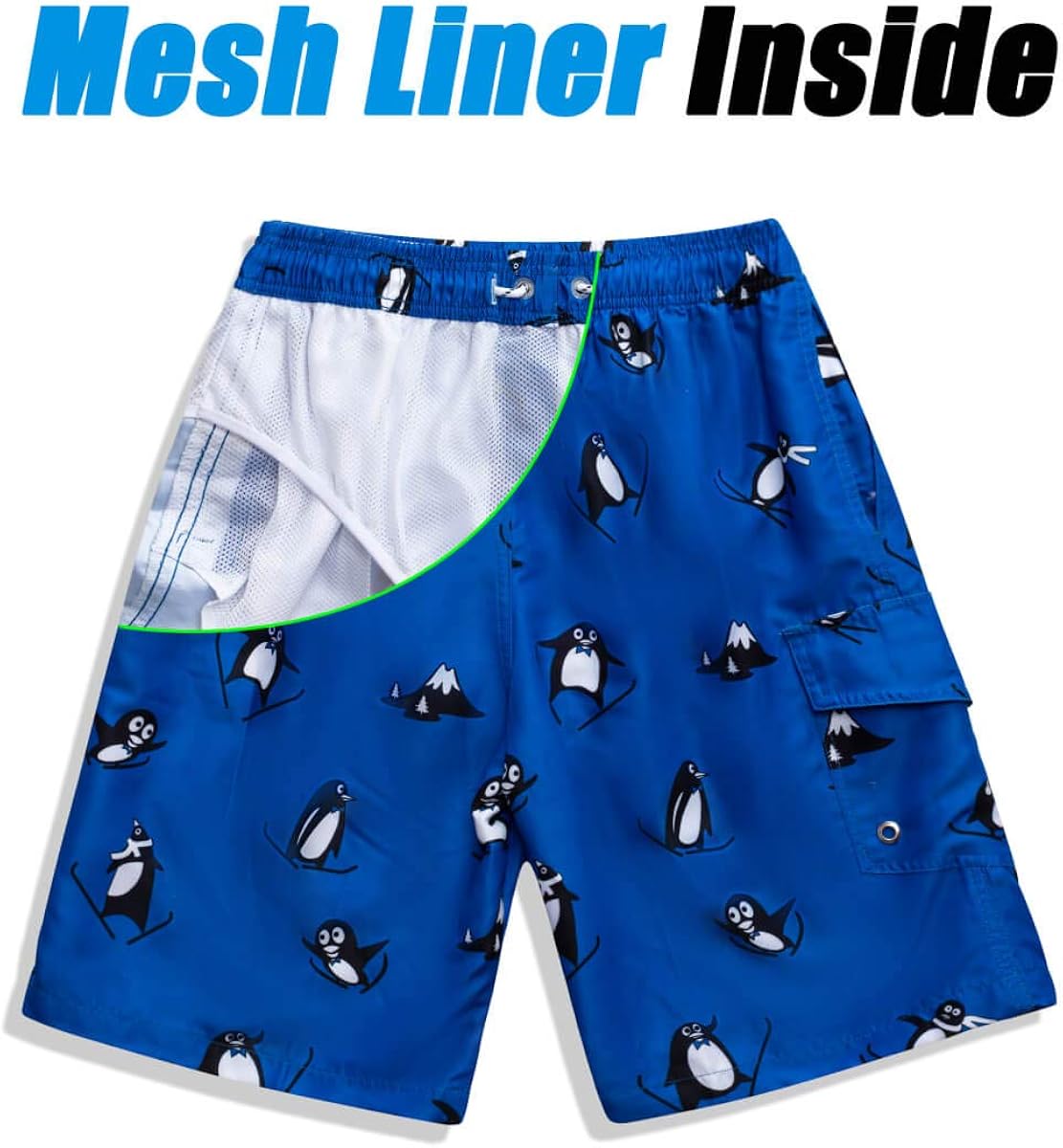 WULFUL Mens Quick Dry Short Swim Trunks with Mesh Lining