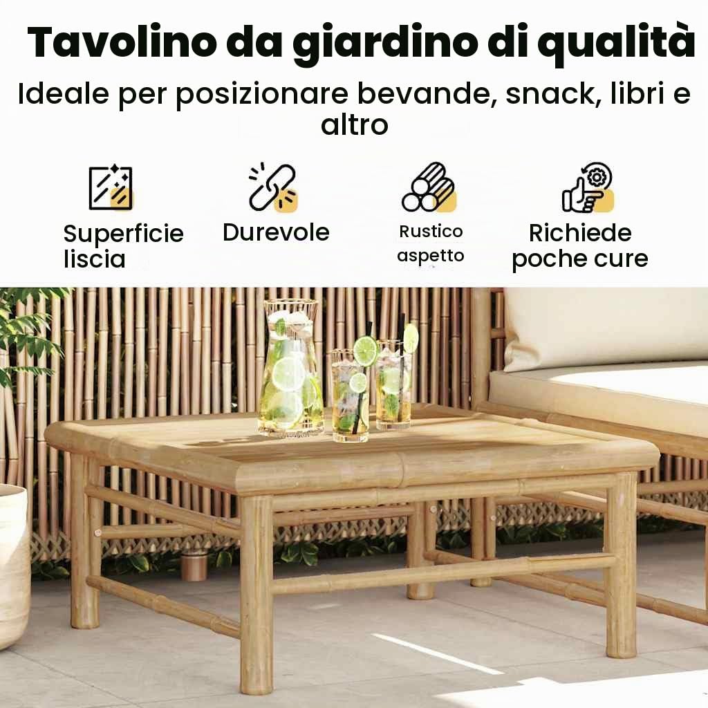 vidaXL Tavolo da Giardino 65x65x30 cm in bambù