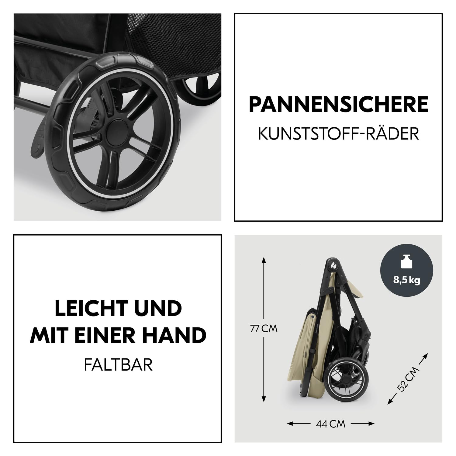 Hauck Shop N Care Travel Set Olive 2in1 Kombikinderwagen ab Geburt bis 22 kg mit i-Size Babyschale Buggy Liegefunktion UPF 50+