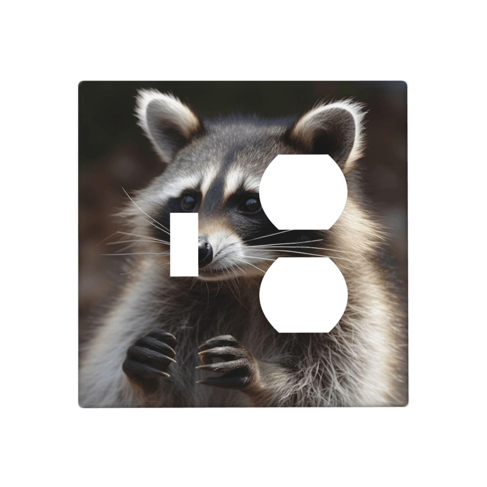 Kloph Style I Decorator Wall Plate 2 Gang Light Switch Covers Raccoon Wallplate Double Toggle Switch Plate Mid-Size Electrical Outlet Covers Decorative Wall Switch Plate Cover