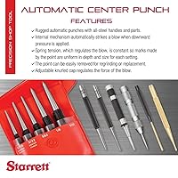 Vista 2 de Starrett 18A Perforadora para centro automática con trazo ajustable - 5" de longitud, 9/16" de diámetro de punzón, mango de acero estriado y liviano