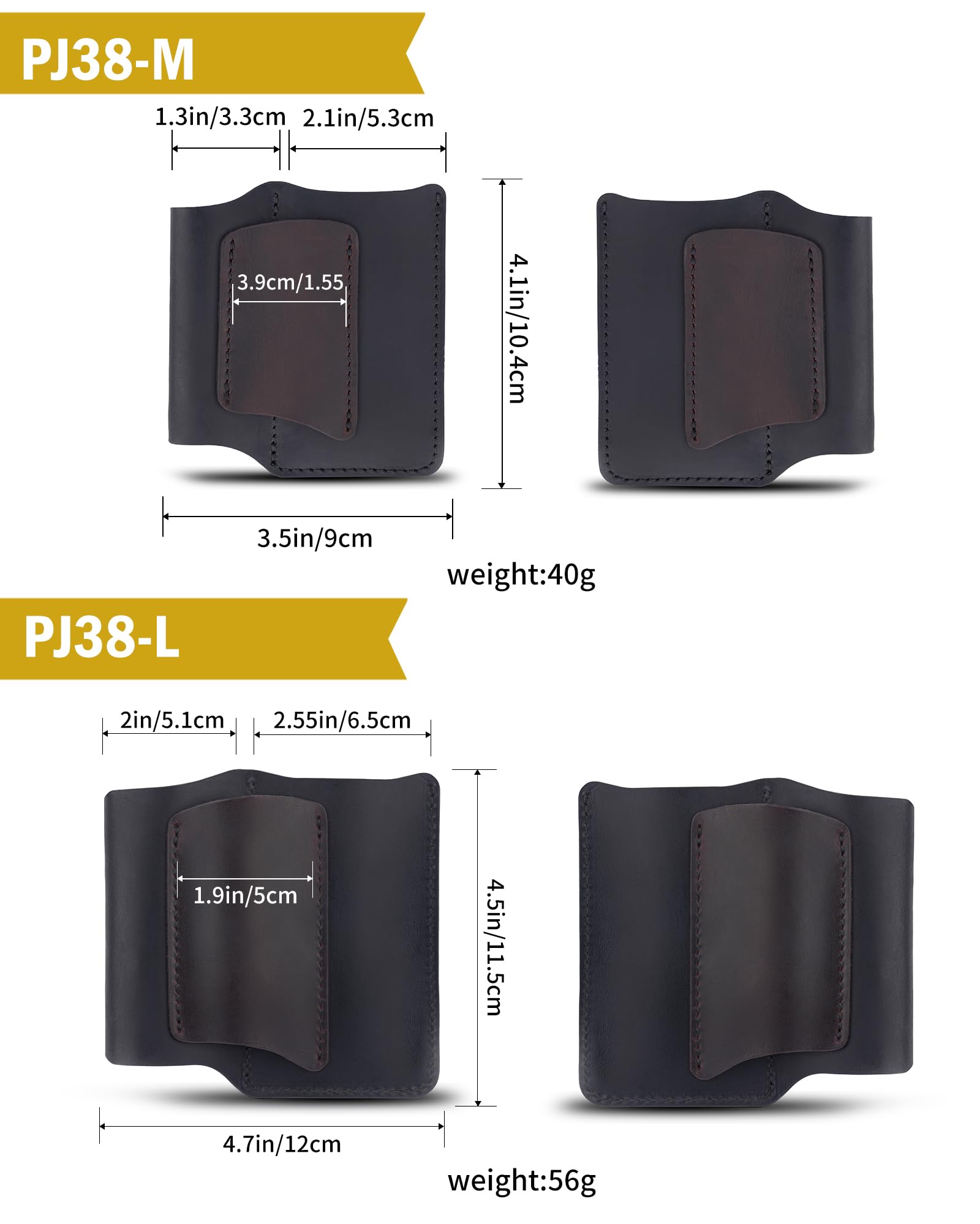 VIPERAED PJ38 Funda de Cuero EDC, Funda Multiherramienta de Cuero con 4 Bolsillos, Funda EDC portátil para Hombre, Linterna, bolígrafo, Navaja Plegable, Multiherramienta