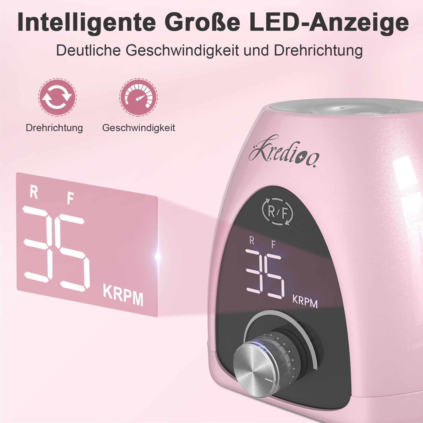 Nagelfräser für Gelnägel 35000 U/Min Elektrische Nagelfräser 6 in 1 Maniküre Set Elektrisch Stufenlose Geschwindigkeit mit LED Dislay für Nagelhaut Shellac Acrylgel, Sicher für Anfänger Profi