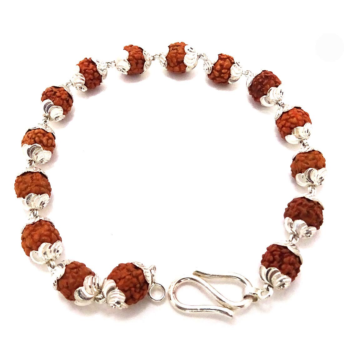 Sahiba Gems Rudraksha with 925 Sterling Silver Flower Caps Adjustable Bracelet for Unisex (B07M6CT64M) Amazon Price History, Amazon Price Tracker