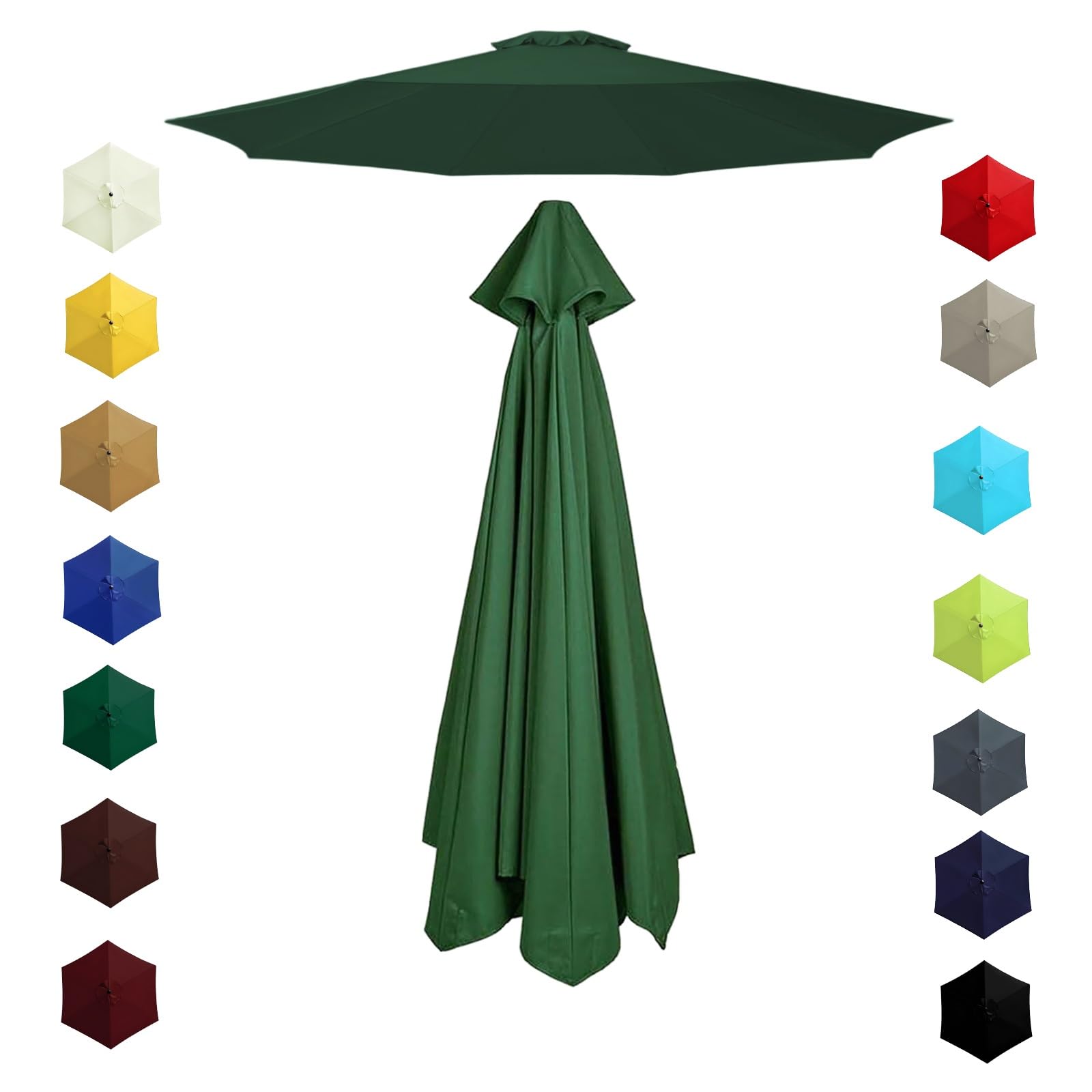 200cm 230cm 270cm 300cm 6/8 Ribs Garden Replacement Parasol Canopy, Replacement Parasol Top Canopy Fabric Cover for Garden Patio Outdoor, Waterproof Sun Umbrella Cloth(Turquoise,2.0m/8 Arms)