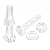 Vista 8 de uxcell Tornillos de máquina Phillips de plástico M4 x 1.181 in con tuercas y arandelas planas, pernos de máquina de cabeza plana de PC