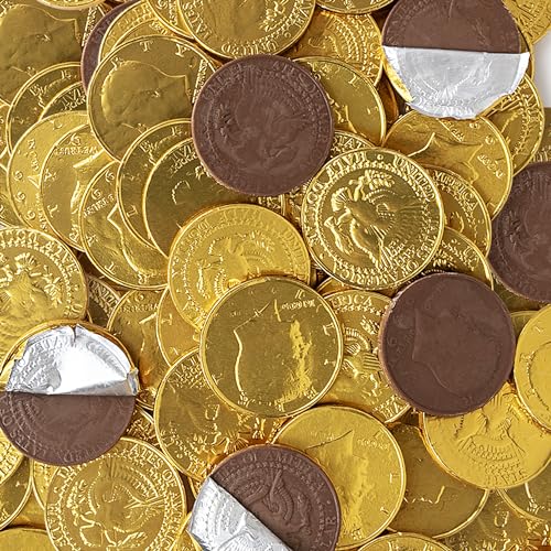 The Snackery Large Kennedy Half Dollar Gold Foil Coins, 180 Pieces Individually Wrapped, Milk Chocolatey Coins thumb #1