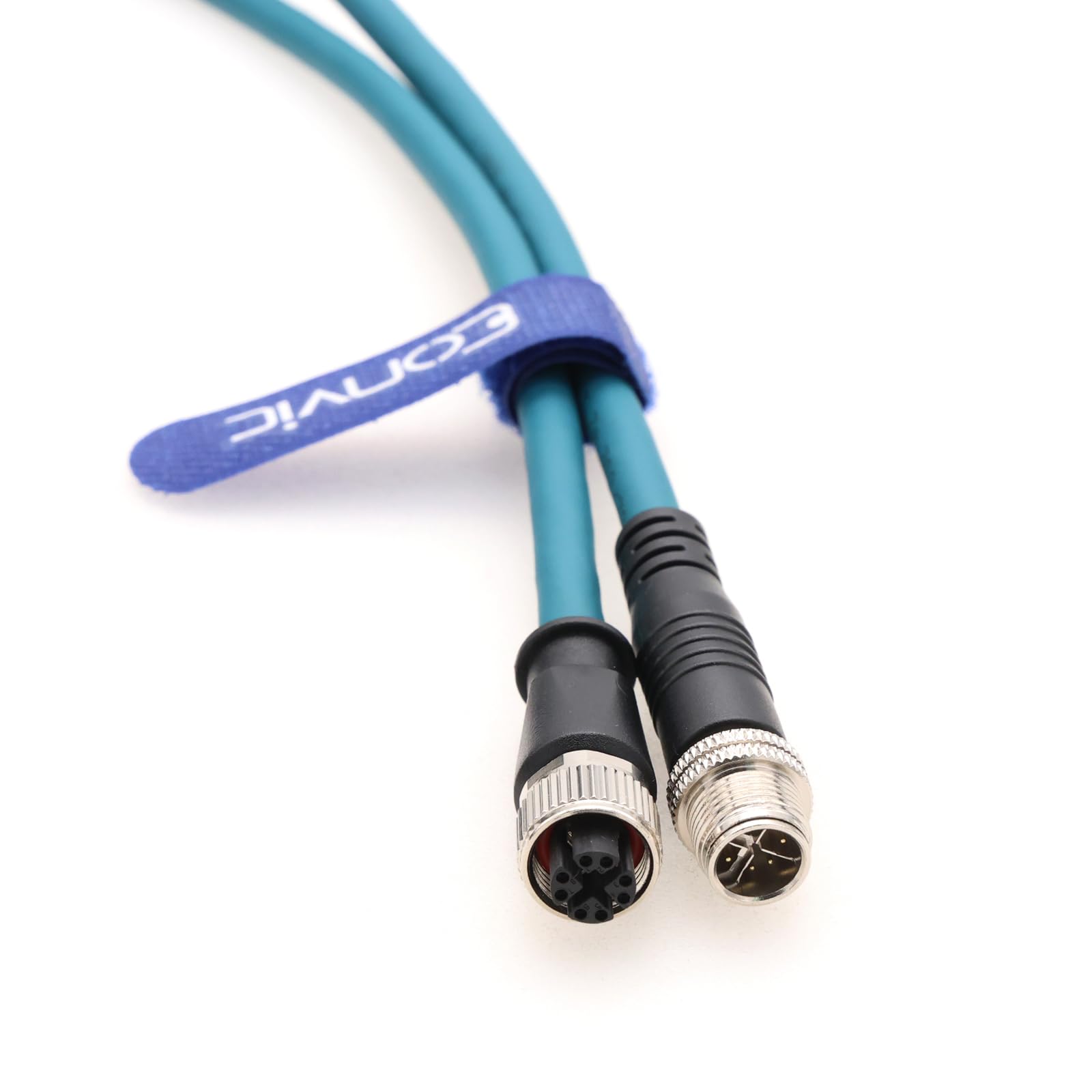 Cable Ethernet Eonvic M12 de 8 Posiciones, Macho a Hembra, X-Code Cat7e, Altamente Flexible, apantallado, Impermeable, para Redes Gigabit Ethernet industriales y cámaras industriales Cognex (15 m)