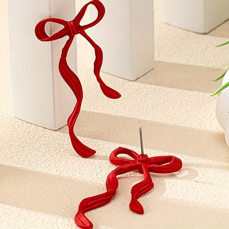 Christmas Earrings for Women Red Bow Earrings Christmas Bowknot Earring Ribbon Bow Stud Earring Festival Holiday Party Jewelry Accessories - Image 6