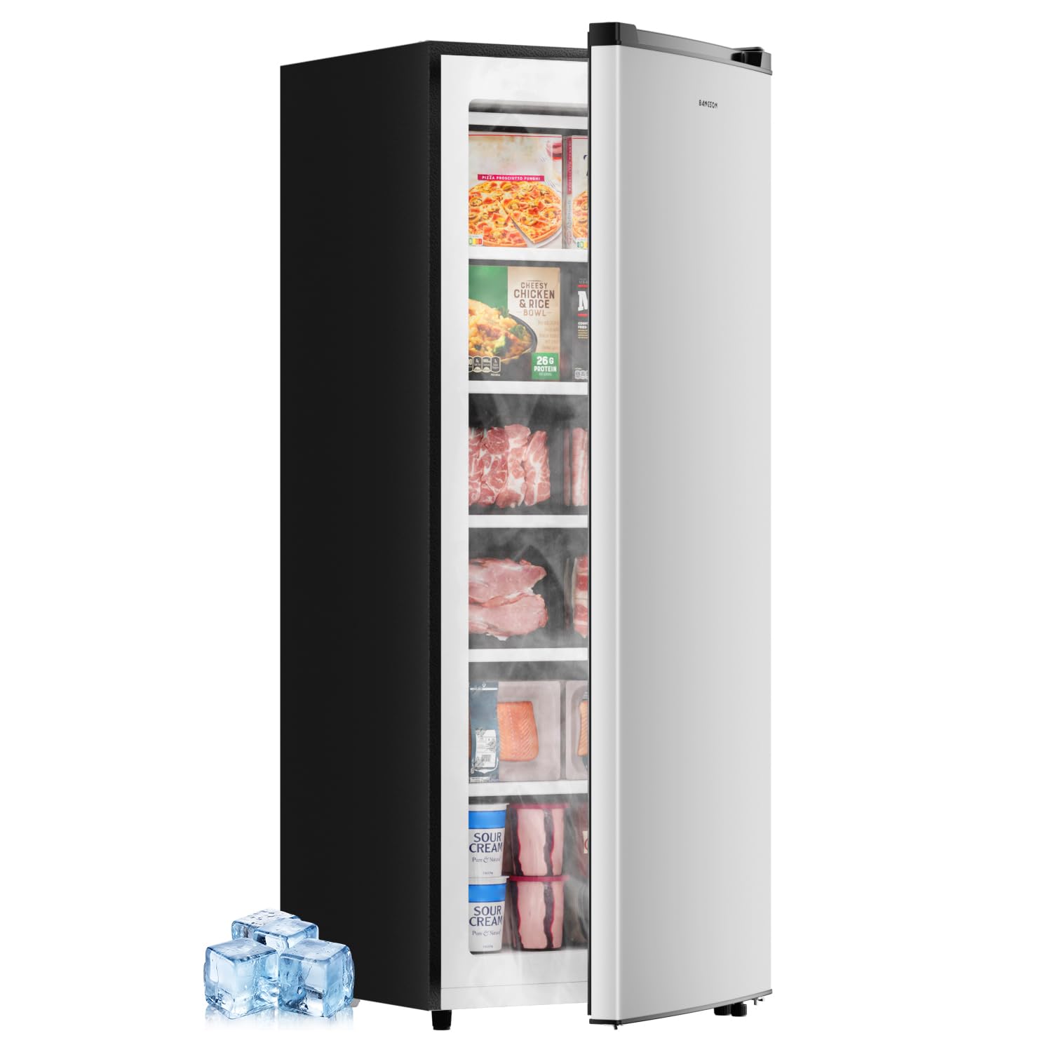 BANGSON 6.5 Cu Ft Upright Freezer Silver