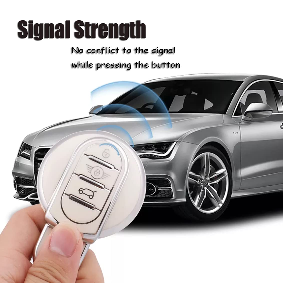 HIBEYO Smart Car Key Case Fits Mini Leather Key Case Cover Protective Case for BMW Mini Cooper F54 F55 F56 F57 F60 Remote Key Case Keychain Accessories 3 Keys Blue