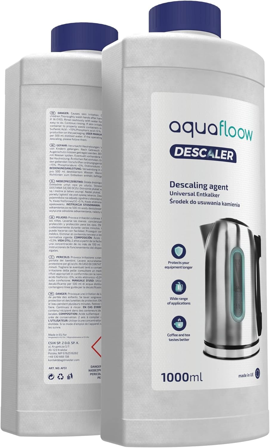Aquafloow kit de mantenimiento para cafetera Philips/Saeco – 4 filtros compatibles AquaClean CA6903, descalcificador 1000 ml, 20 pastillas de limpieza, cepillo y grasa de silicona