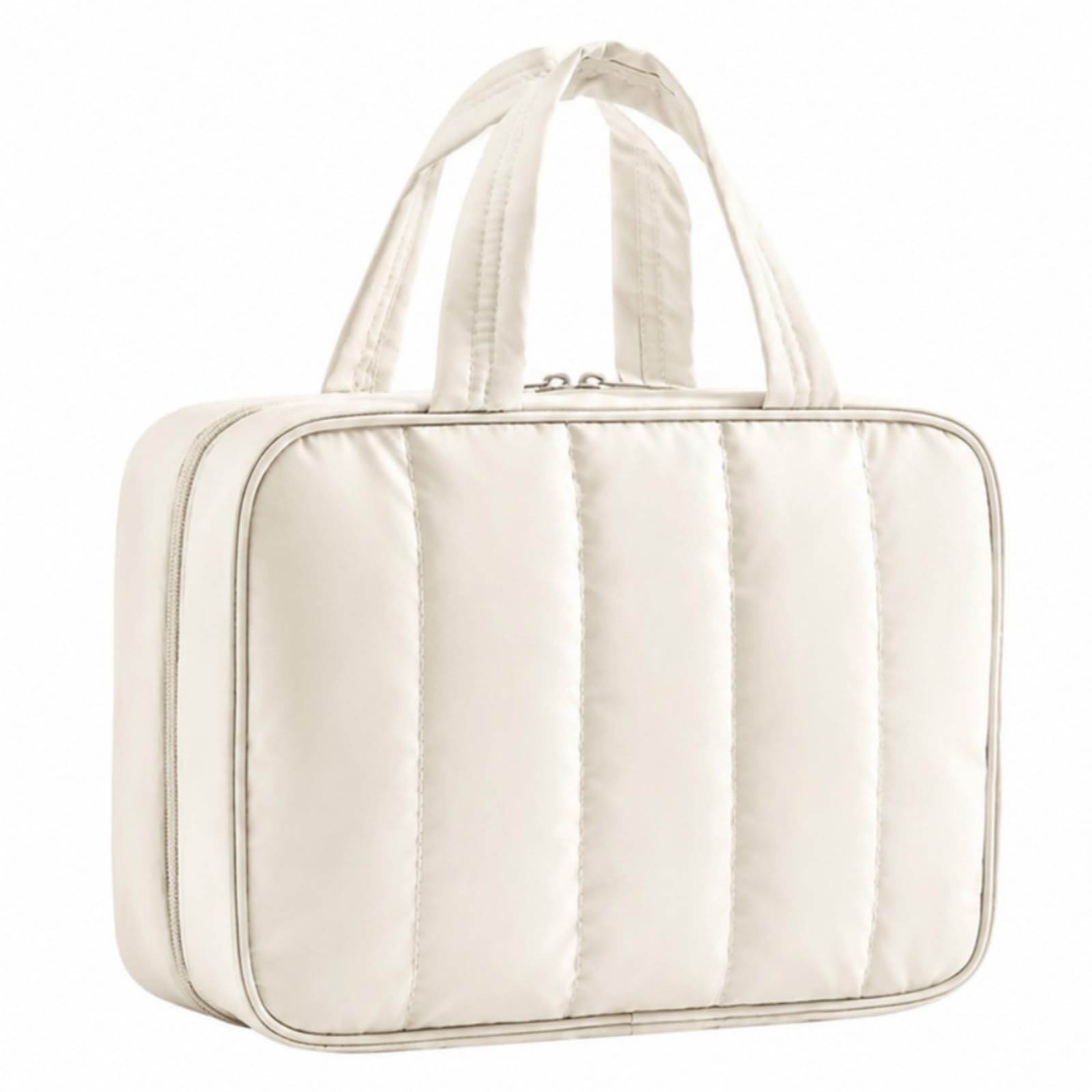 Neceser Colgan Poliésr Portátil Bolsa Aseo Colgan con Gancho Ligero Neceser Viaje para Baños, Beige