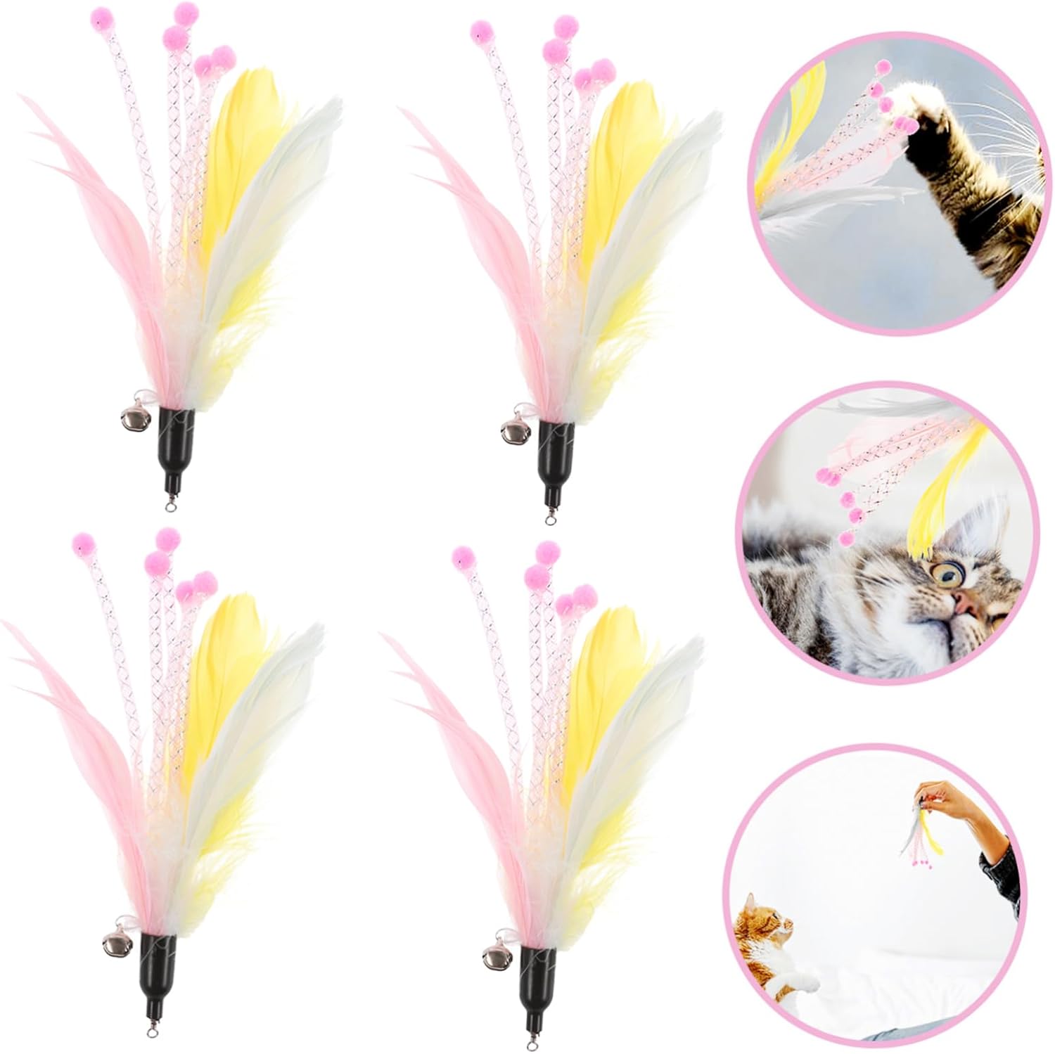 8pcs Replacement Cat Wands Interactive Toys for Cats Soft Plume Teasers Age-Appropriate Games