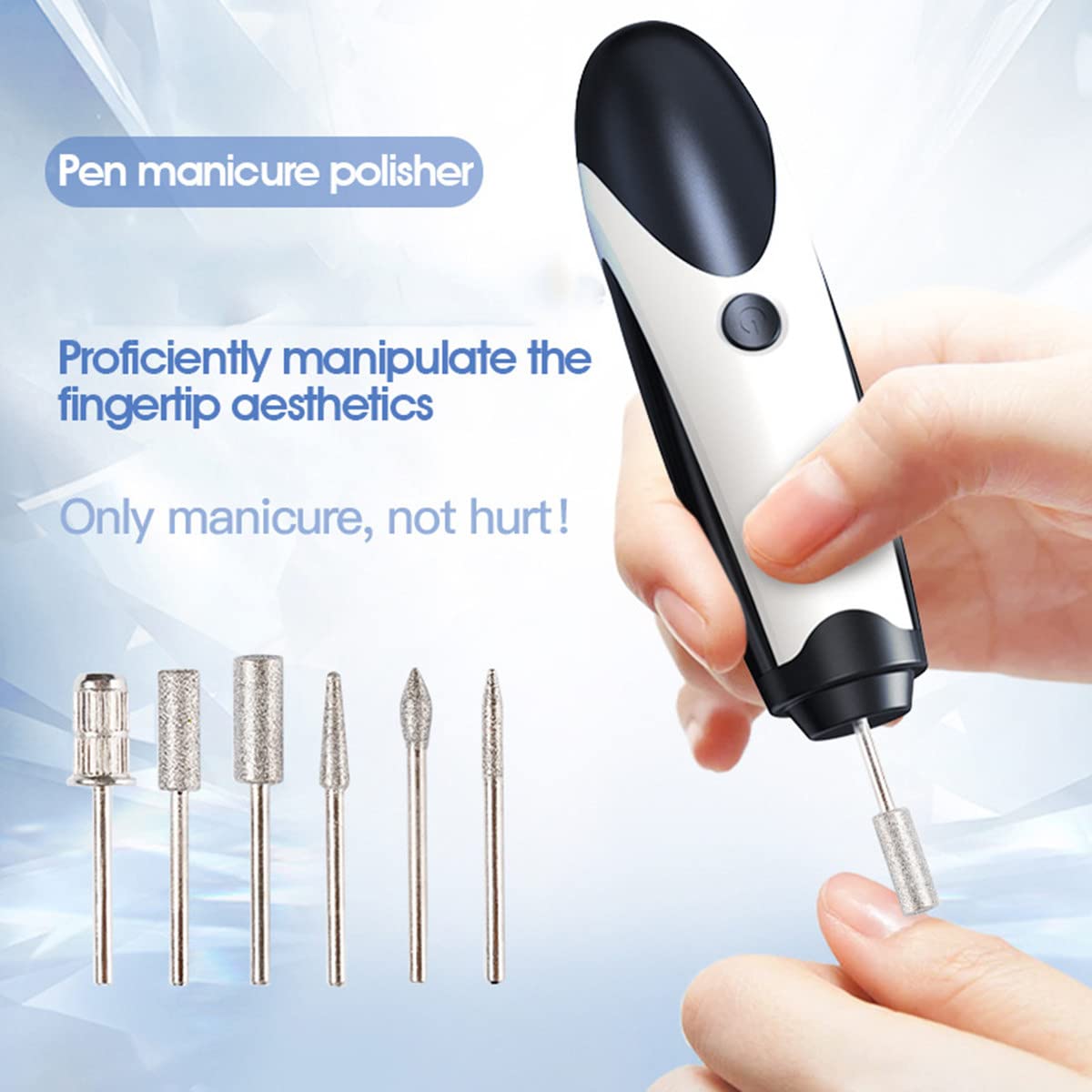 Kit de Manicura Y Pedicura EléCtrico Profesional, Potente Lima Manicura Pulidora para UñAs con 6 Piezas Accesorios, Pulidor de Manicura EléCtrico