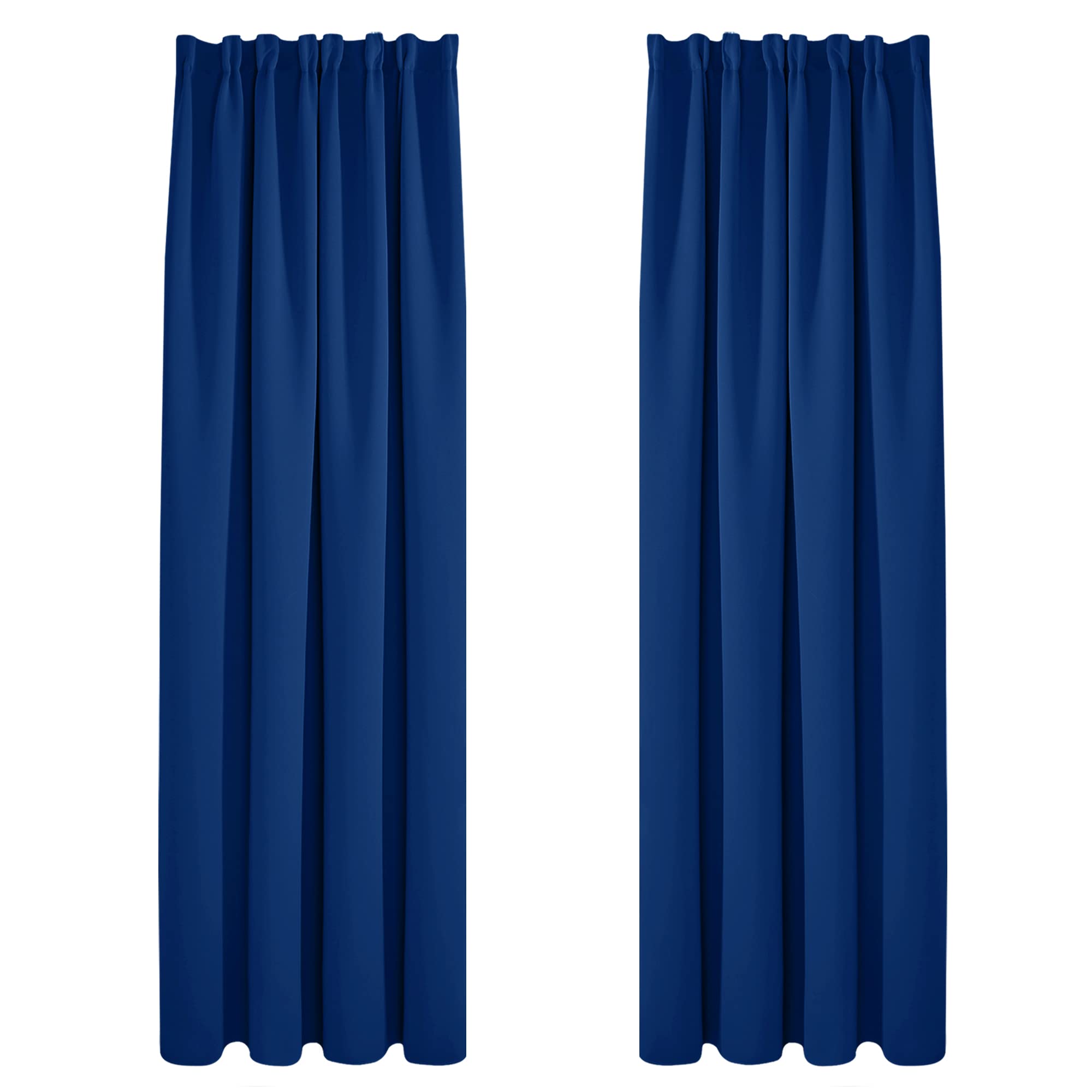Deconovo Blue Pencil Pleat Curtains Energy Saving And Noise Reducing Thermal Insulated Curtains Blackout Curtains For Bedroom W55 X L87 Inch 2 Panels