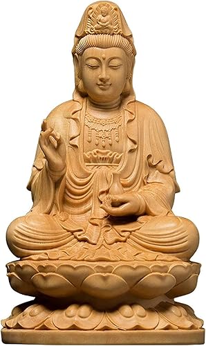 ALDEPO Sculpture Tabletop Unique Statue Sculpture Statues Figurines Decor,Pray Buddha Wood Figurines Craft Sculpture Decoration Buda Carving