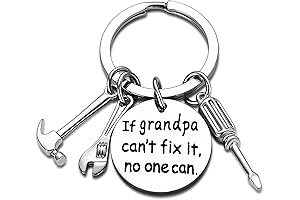 Personalized Keychain for Grandpa from Grandkids - Engraved Father's Day Gift