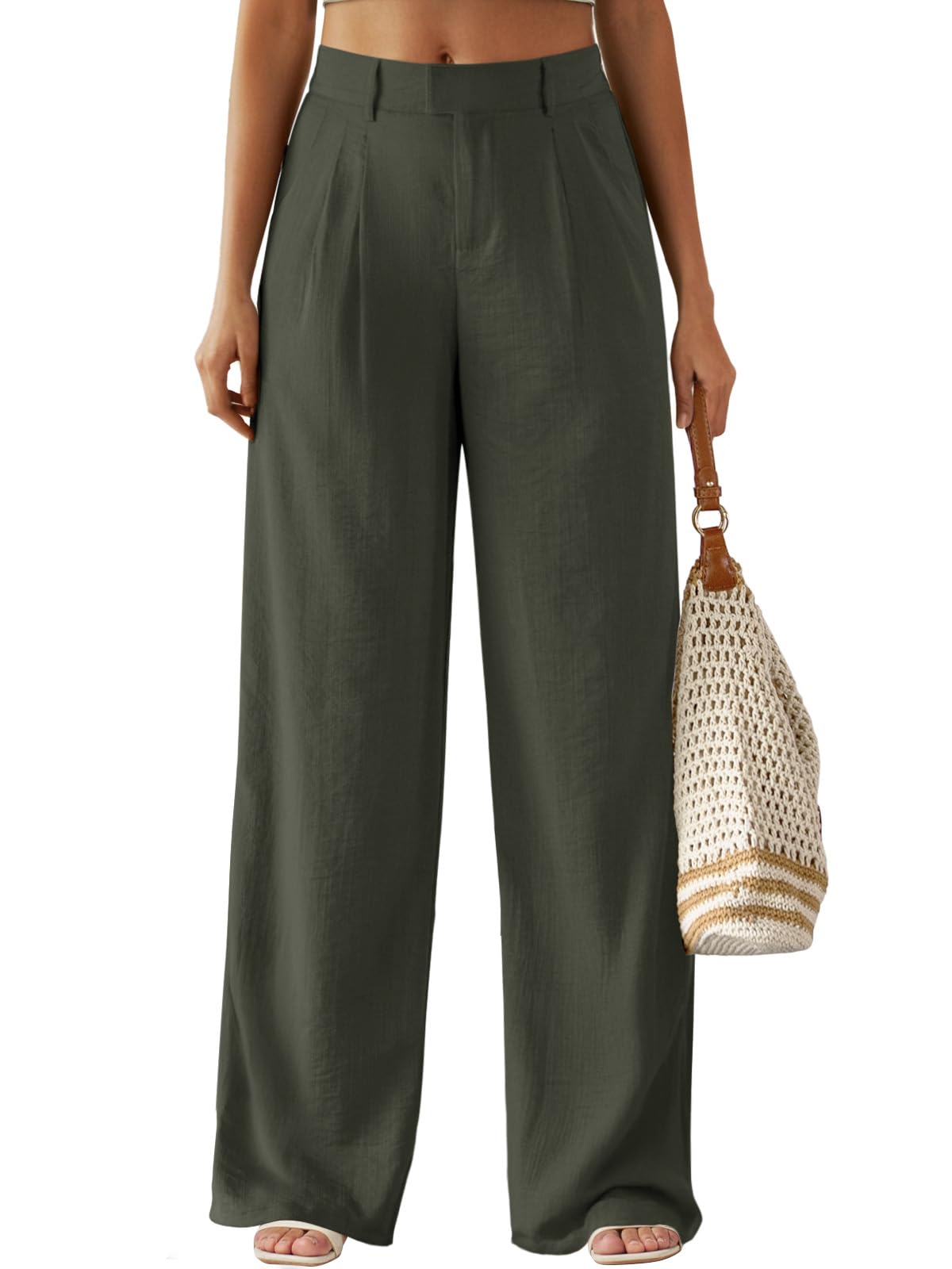 Feiersi Womens Wide Leg Pants Casual High Waisted Slacks Straight Dressy Pants Palazzo Trousers with Pockets