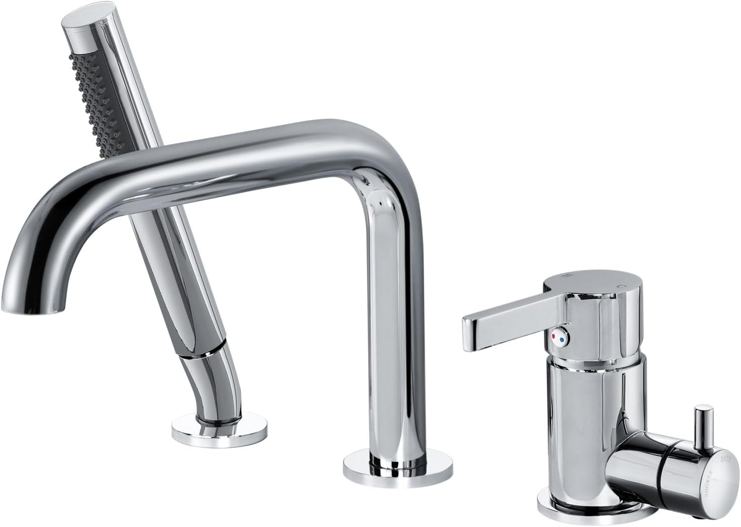 Bathroom Tub Faucet With Sprayer,Deck Mount Brass Roman Tub Faucet Set, High Flow 3-Holes Single-Handle Rotatable Tub Filler With Hand Shower,Chrome,5Y1MK