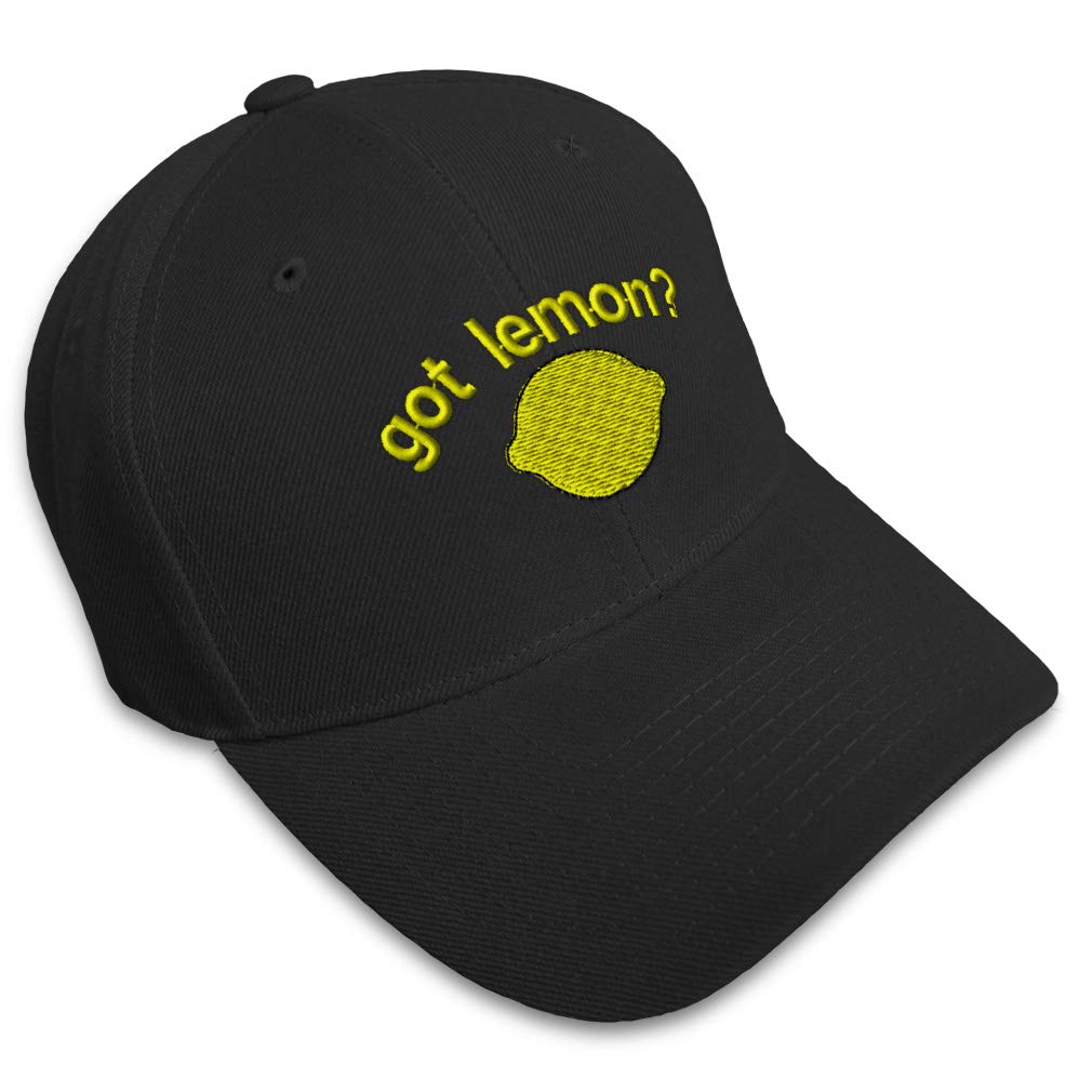 Got Lemon Embroidery Adjustable Structured Baseball Hat Black