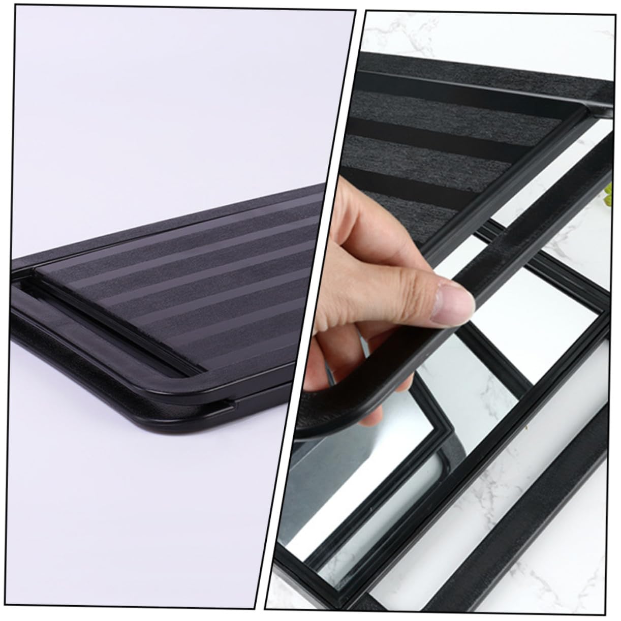 GALPADA Doppelseitiger Kosmetikspiegel in Schwarz aus Abs und Aluminium