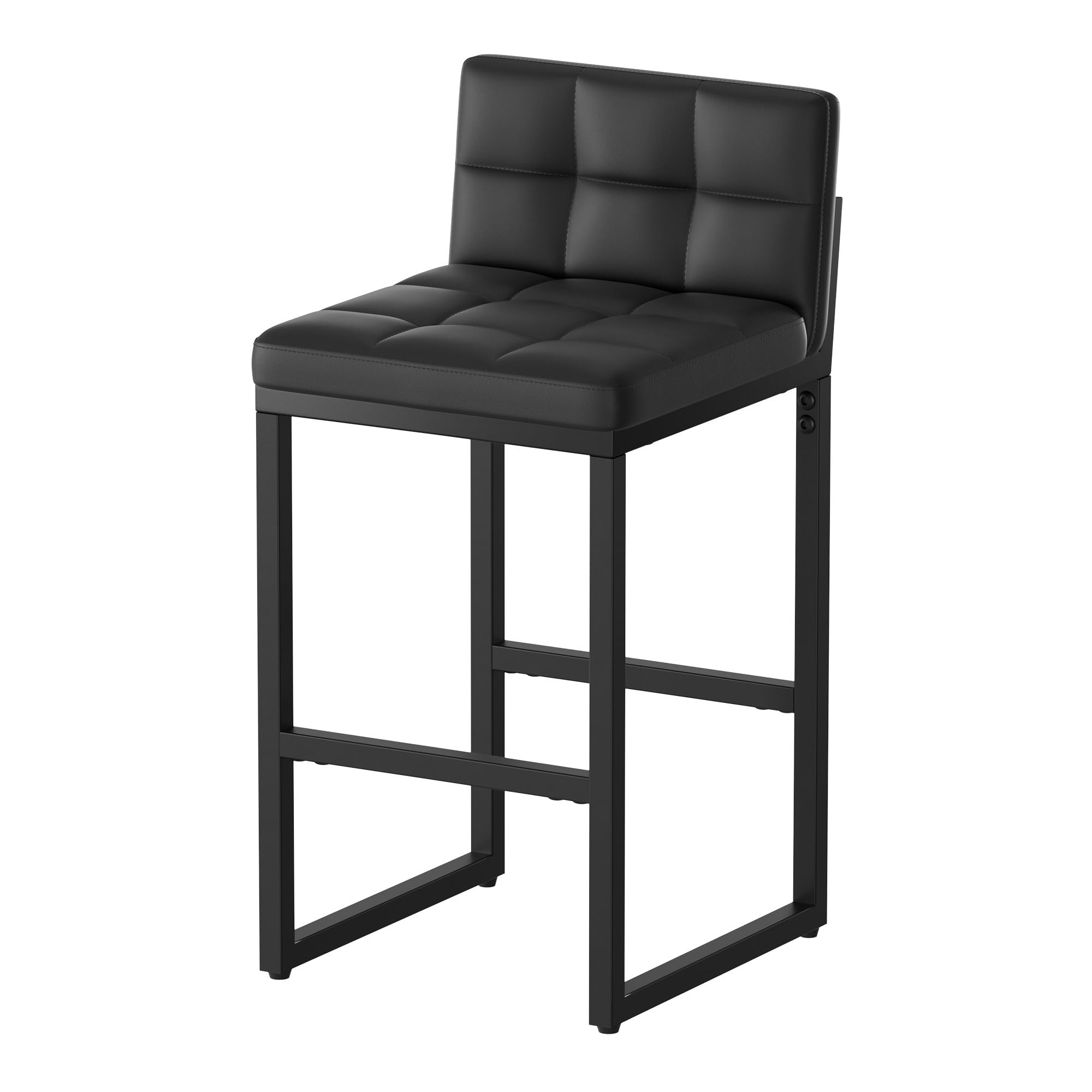 Barhocker mit Rückenlehne Barstuhl mit Stabiler Metallrahmen Gepolsterter Sitzfläche Kunstleder Barhocker Sitzhöhe 65cm barhocker Gepolsterter Küchenhocker, Schwarz