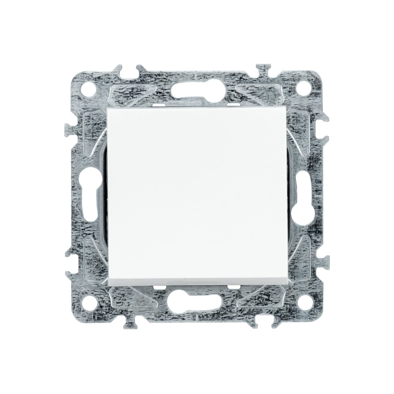 POPP® Mecanismos Interruptor Empotrable de Encendido/Apagado Todo en Uno SERIE ENKEL con Marco 82 * 82mm, 10A 250V IP20, con Bornas Automáticas (10, Blanco-basculante)