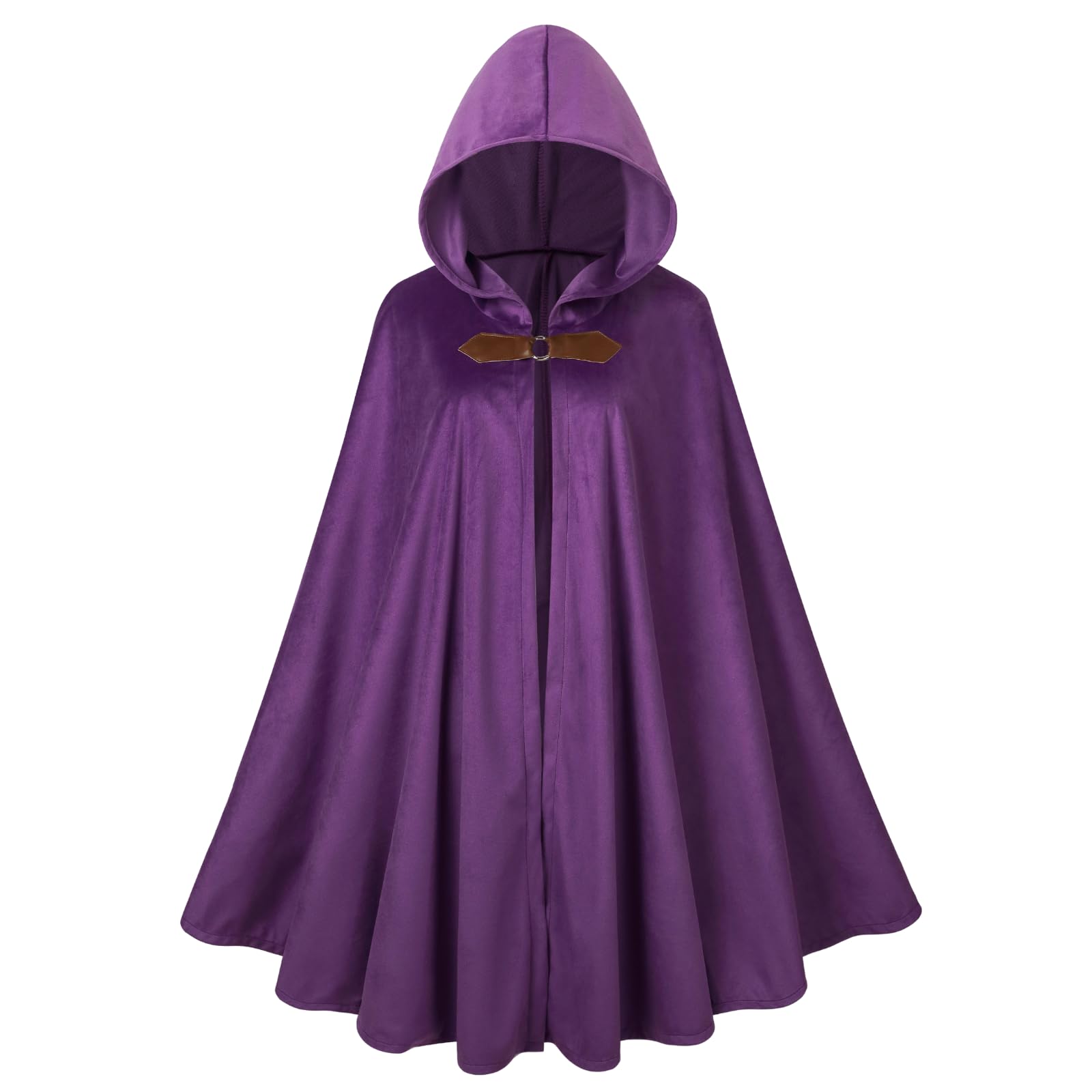 RRCBMD Mens Renaissance Medieval Hooded Cloak Victorian Steampunk Costume Cosplay Purple-130CM