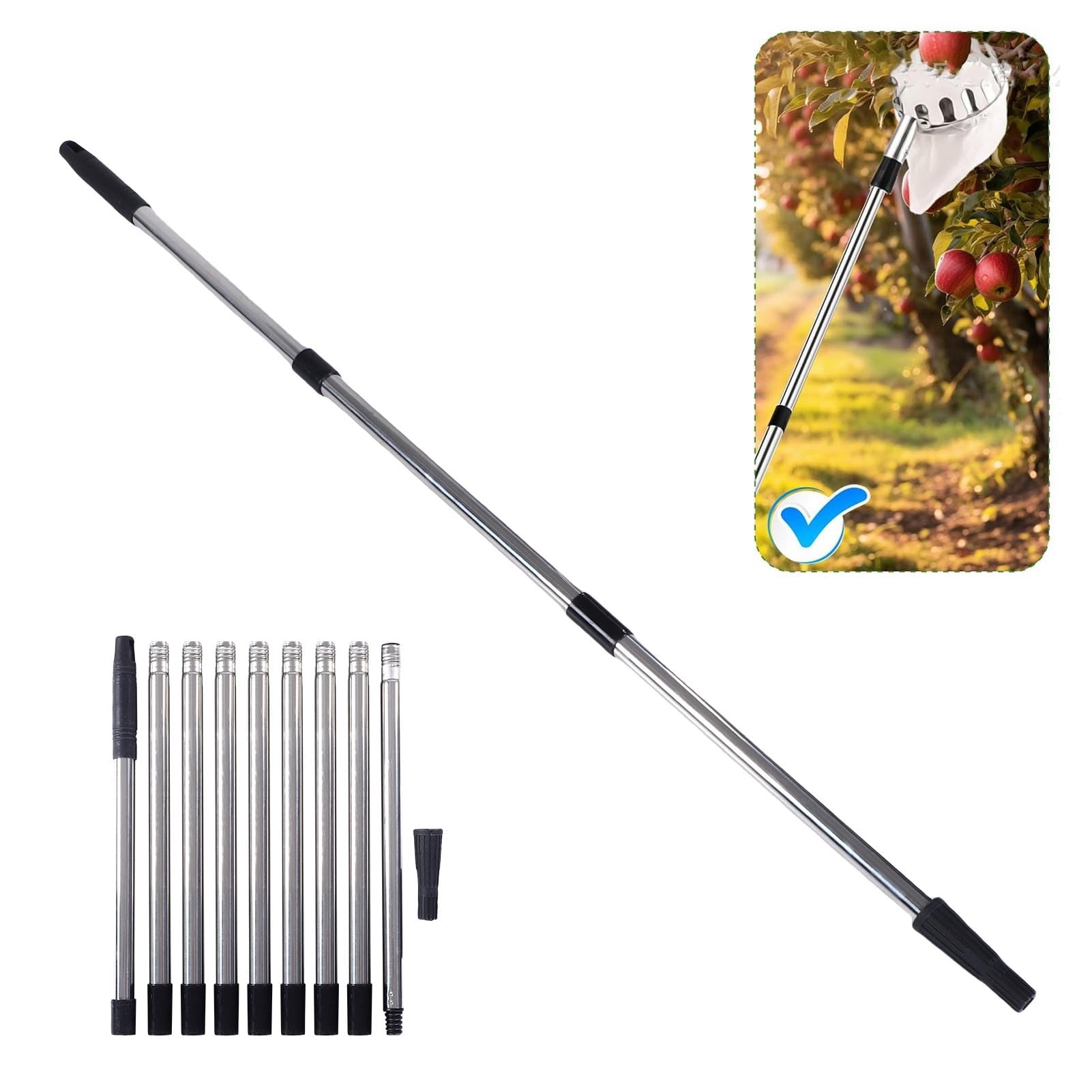 Poste de extensión para Rodillo de Pintura de 4 m (13,1 pies), Poste de Acero Inoxidable Ligero Desmontable de 10 Secciones con Adaptador cónico para Pintura, Techo,