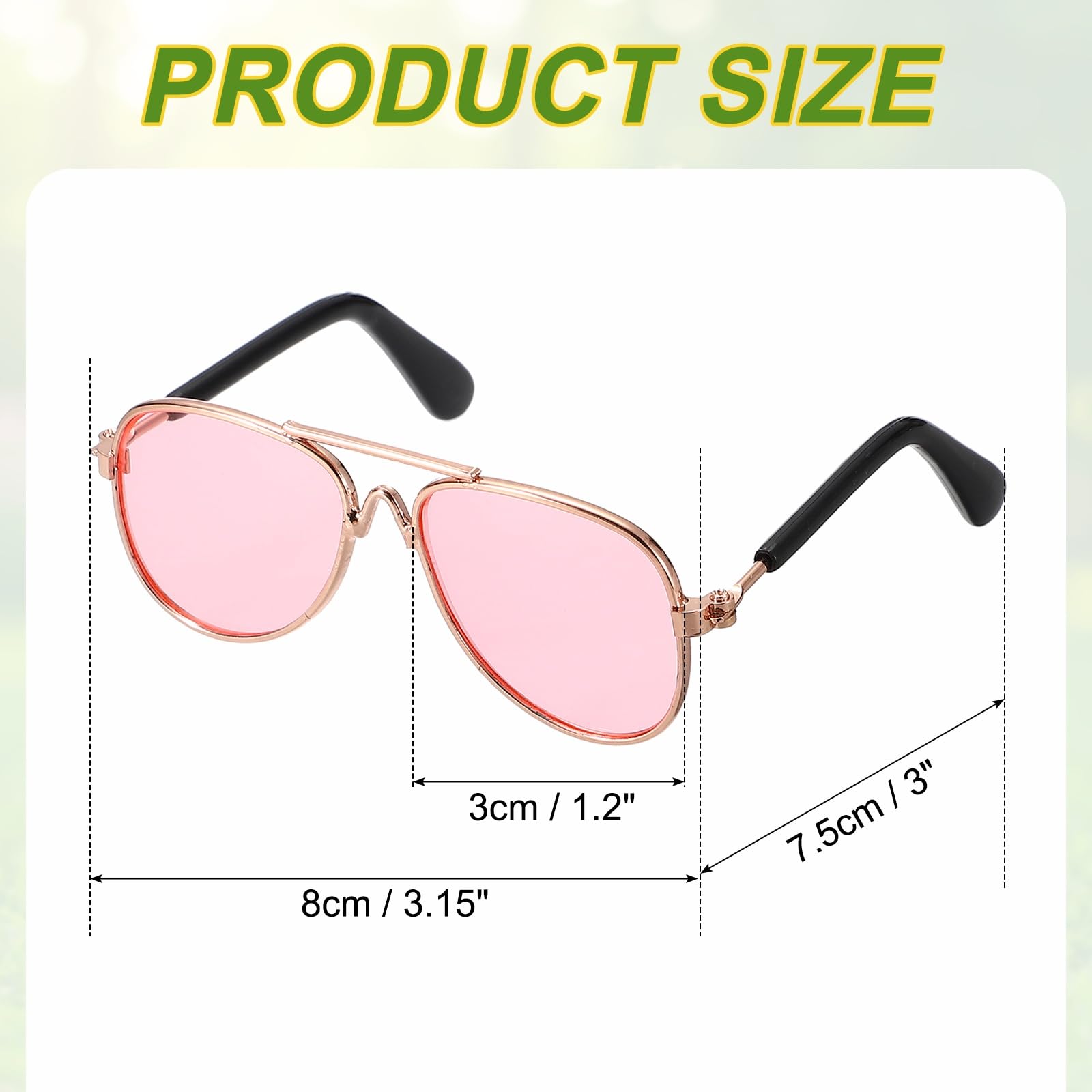 Okulary przeciwsłoneczne dla psów, retro, dla psów, kociąt, klasyczne, metalowe okulary, cosplay, kostium fotograficzny, rekwizyty, urocze mini okulary (lotnik, różowe soczewki