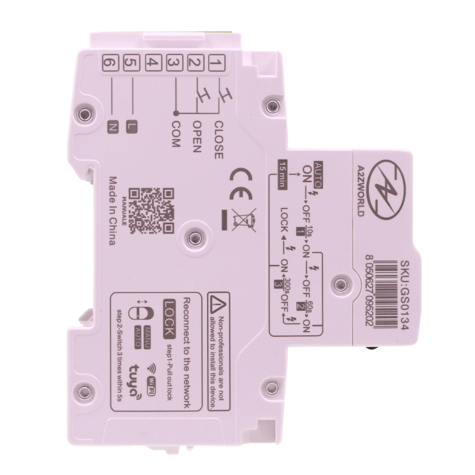 Interruttore Magnetotermico WIFI Riarmo Automatico, 3P 16A C16, MCB Curva C 10kA, APP Tuya Smart Life, 4 Moduli DIN 400V, Serie Professionale GYM9H