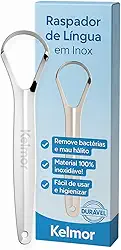 Raspador De Língua Inox Cirúrgico Limpador Bucal Profissional Escova de Língua em Aço Inoxidável Higiene Oral Combate Mau Hálito Fácil Uso e Limpeza Durável e Anatômico