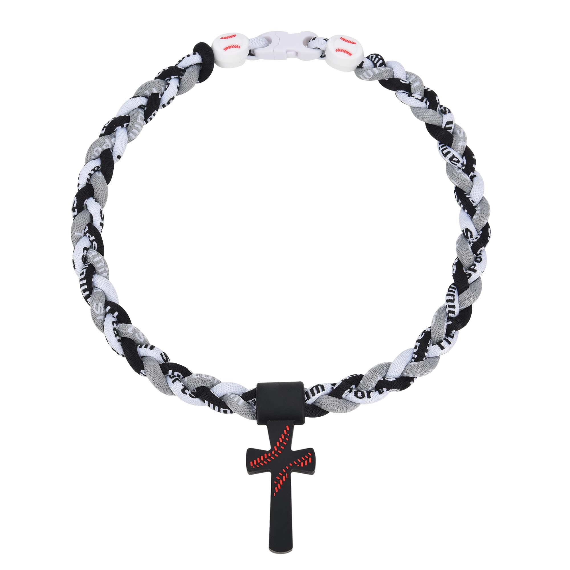 Kehuify Baseball Necklaces for Boys, Baseball Necklace Three-Braid Rope Tornado Cross Necklace Sports Titanium Necklace Baseball Rope Necklace