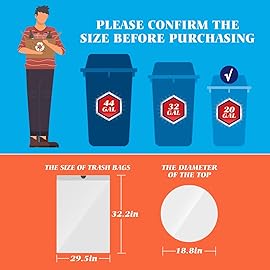 RayPard 20 Gallon Large Drawstring Trash Bags 120 Counts, Fit 20-21 Gal Trash Can, Heavy Duty Tall Kitchen Garbage Liners, Large Trash Bags Size Chart for Home/Office, Outdoor Lawn & Leaf Bags, White