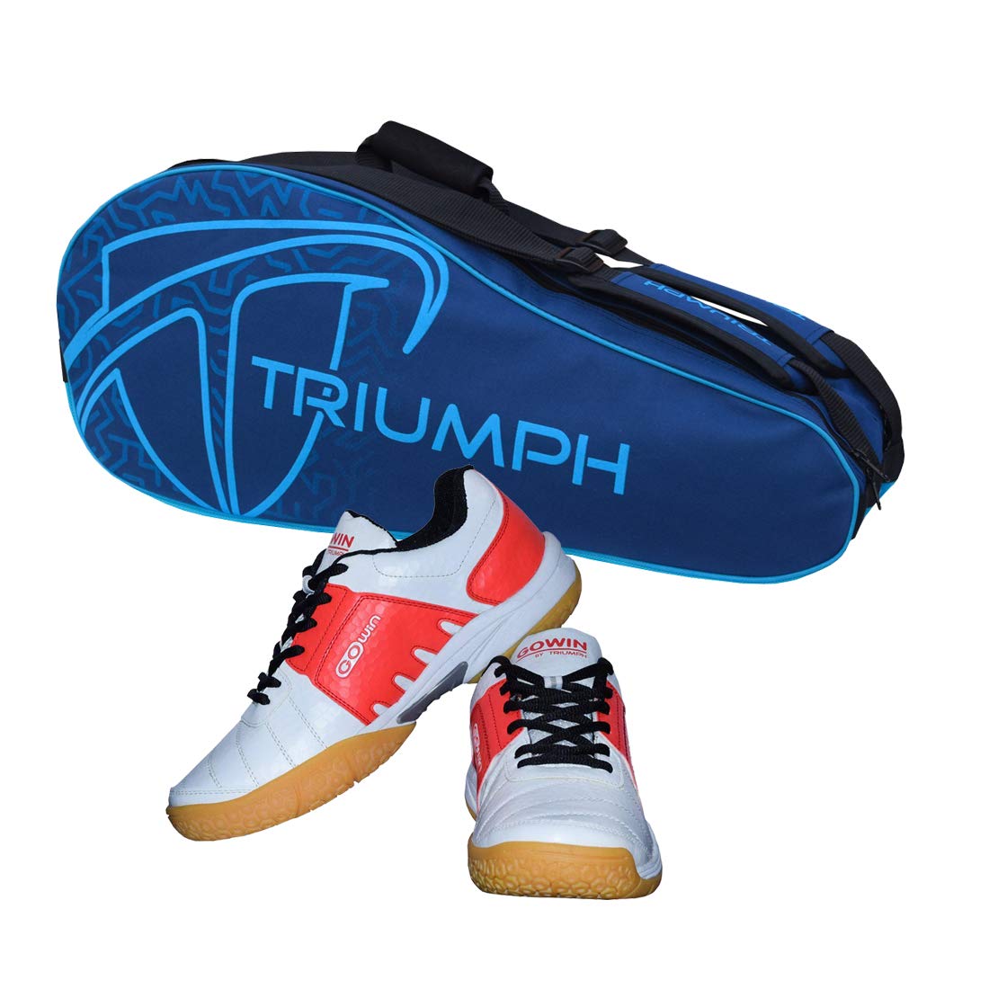 Badminton Shoe Power White/Red Size-6 with Triumph Badminton Bag 303 Navy/Sky-image-39