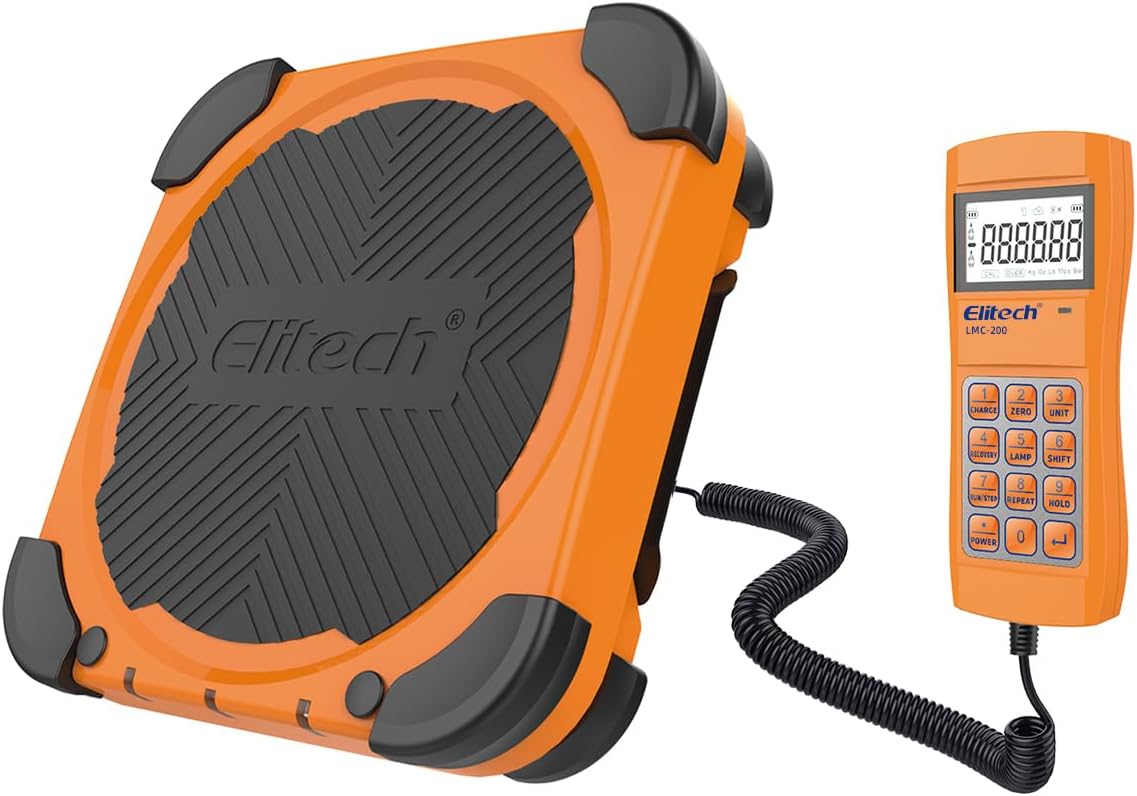 Elitech Electronic Refrigerant Scale 100 kg for HVAC and Auto AC with Portable Carrying Case and LCD Display Overweight Protection, LMC-200