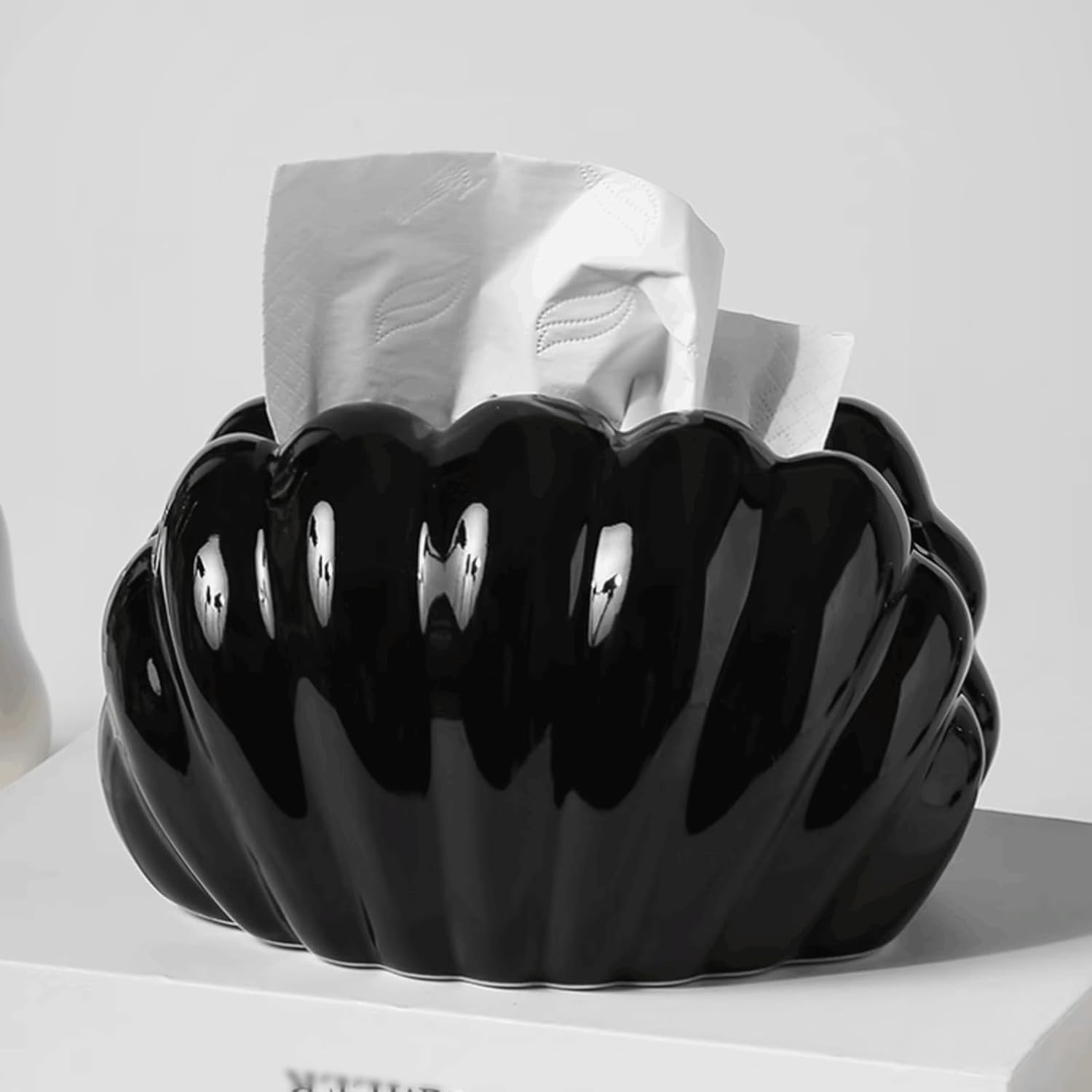 Uchwyt na chusteczki, Ceramiczna osłona na pudełko chusteczki wielokolorowa(Black)