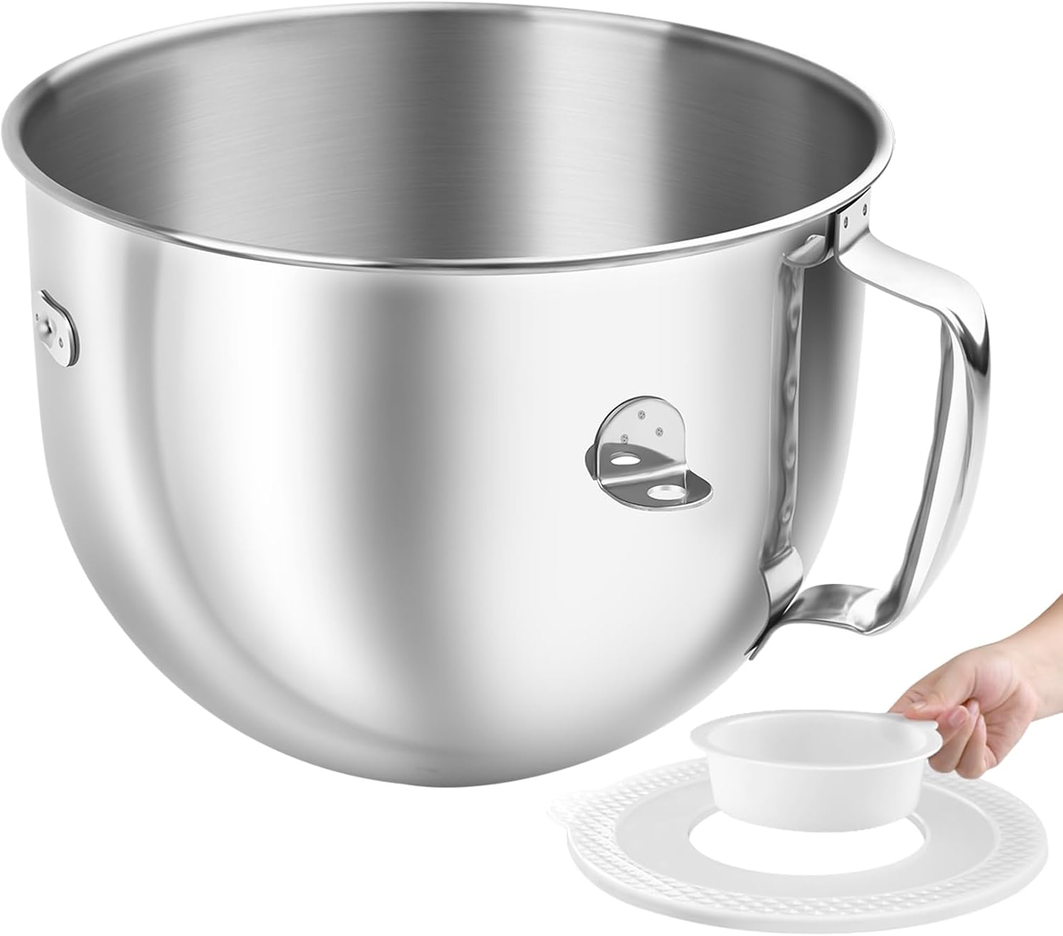 6 QT Stainless Steel Mixer Bowl Fit for KitchenAid Bowl-Lift Stand Mixers, Replacement Mixing Bowl with Handle & Lid for Kitchen Aid Professional 6 & 600, Models KV25, KP26, KL26, KT2651, KD2661