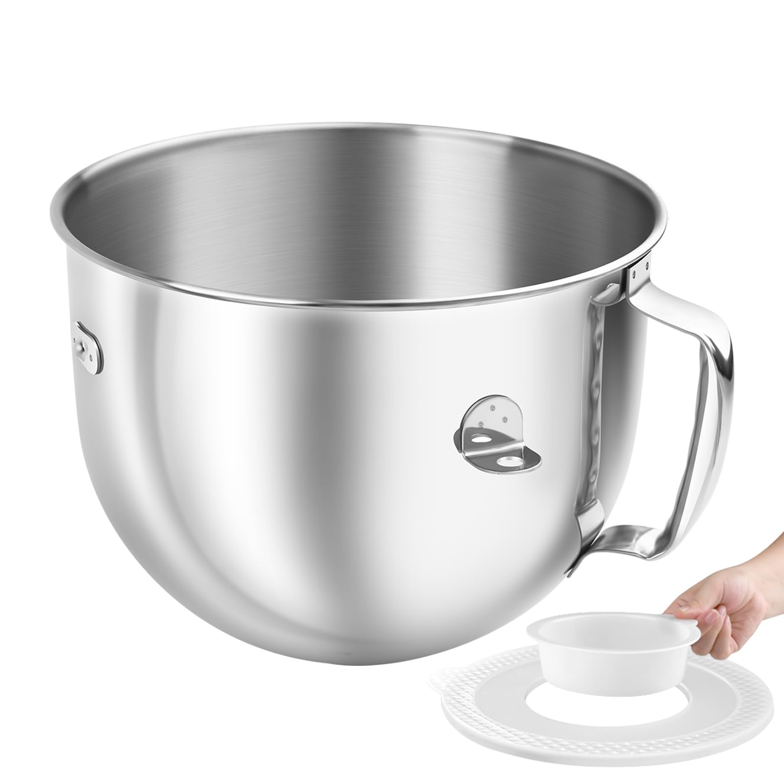 6 QT - Miscelatore in acciaio inox adatto per mixer KitchenAid Bowl-Lift, ciotola di ricambio con manico e coperchio, per Kitchen Aid Professional 6 e 600, modelli KV25, KP26, KL26, KT2651, KD2661