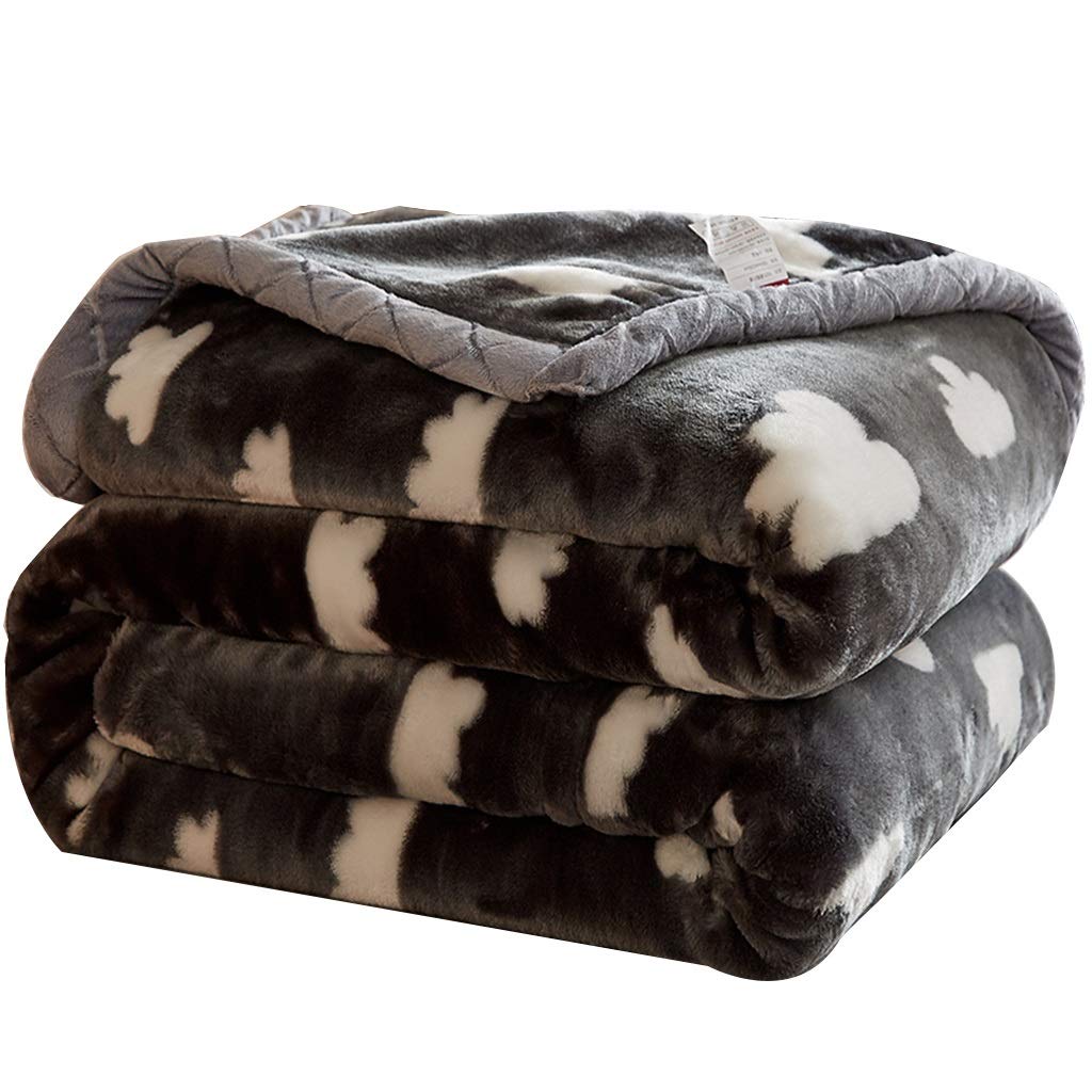 LIUDINGDING Raschel Blanket Quilt Thicken Warm Double Layer Winter Flannel Sheets Student Dormitory Coral Fleece Blanket (Color : Gray, Size : 200x230cm)