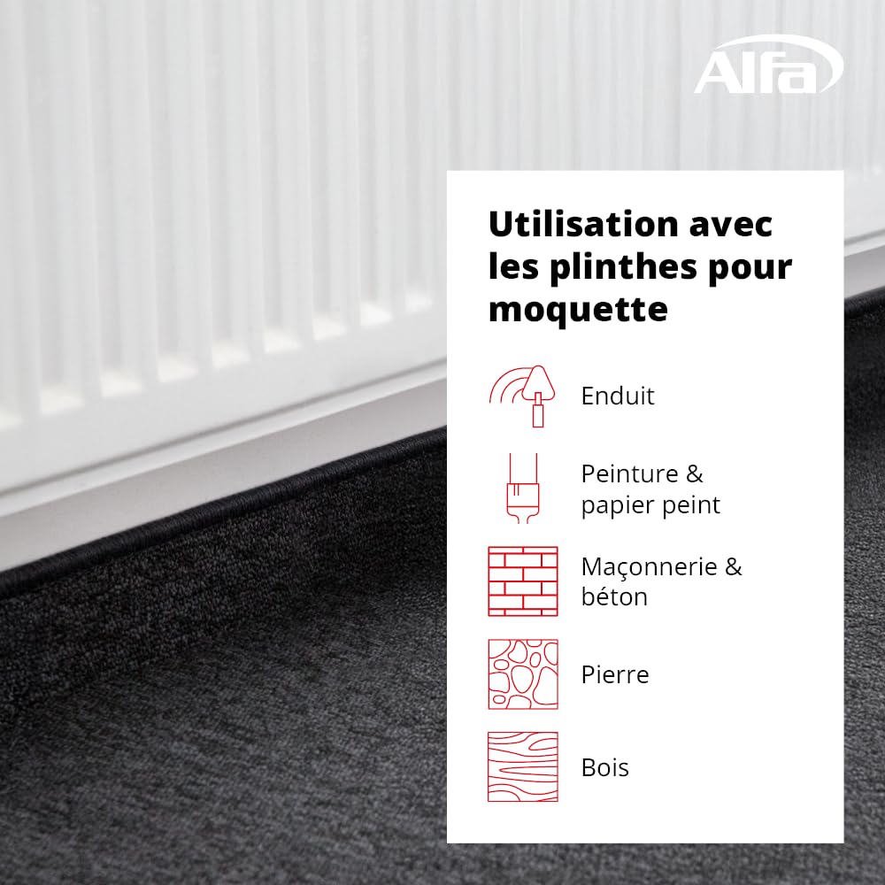 Alfa Adhésif double face – Montage de plinthes – 30 mm x 50 m – 5 pièces