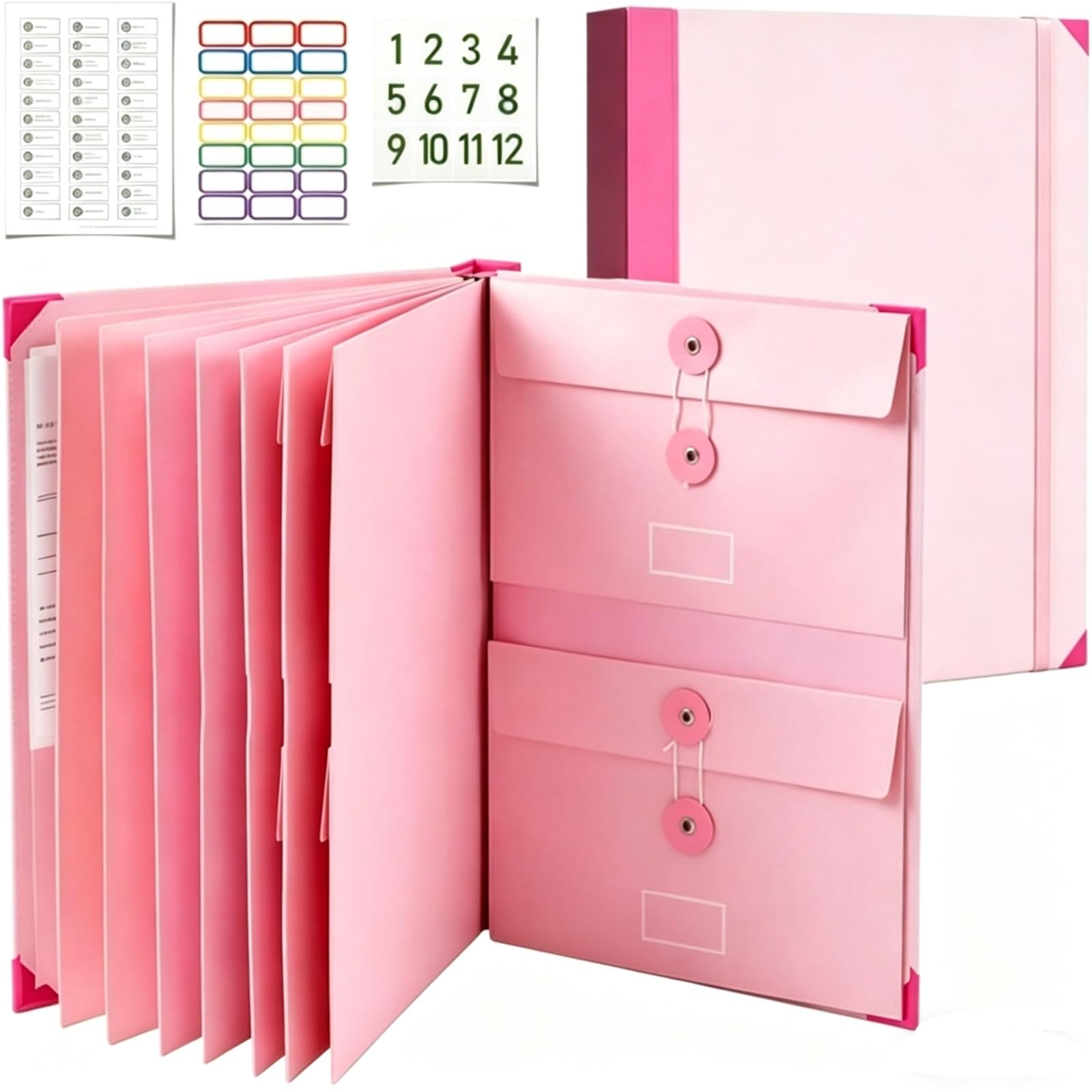 Organizator dokumentów, Folio w przypadku I Die Binder Organizator z etykietami, Karta informacji awaryjnych dla ważnych dokumentów, Przechowywanie rejestrów planowania życia(2sets Pink)