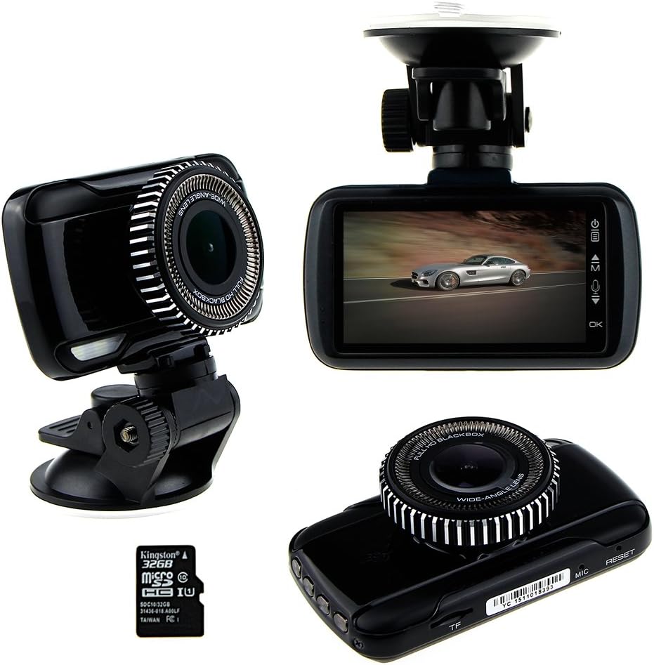 3.0" LCD HD Car DVR Camera IR Night Vision Video Tachograph G- Sensor Cam Recorder with 32GB Micro SD Card(Black)