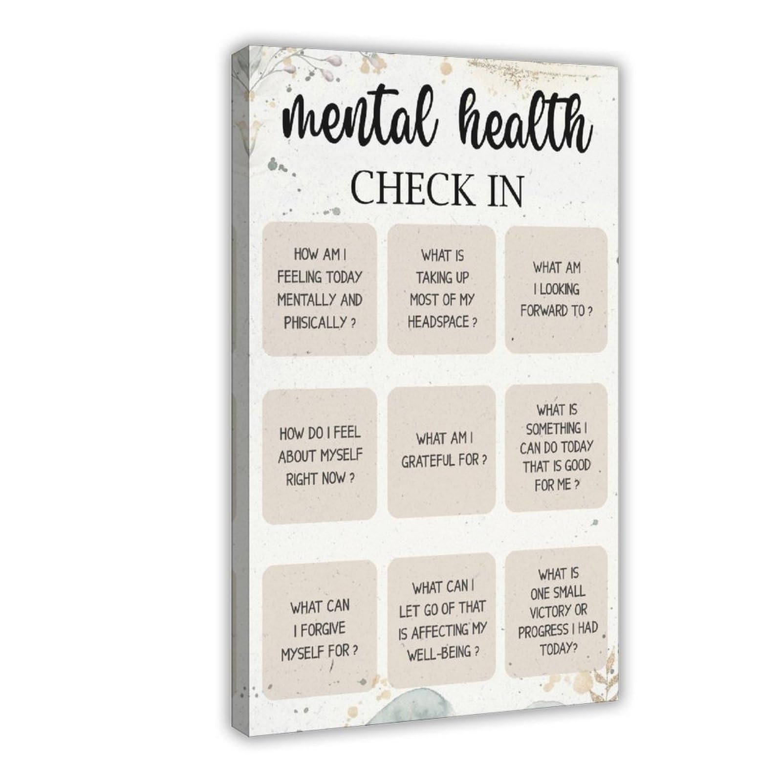 GJtyRFH Mental Health Check - In Tune Into Yourself Canvas Modern Poster Wall Art Prints Paintings Living Room Bedroom Decor 20" L X 30" W
