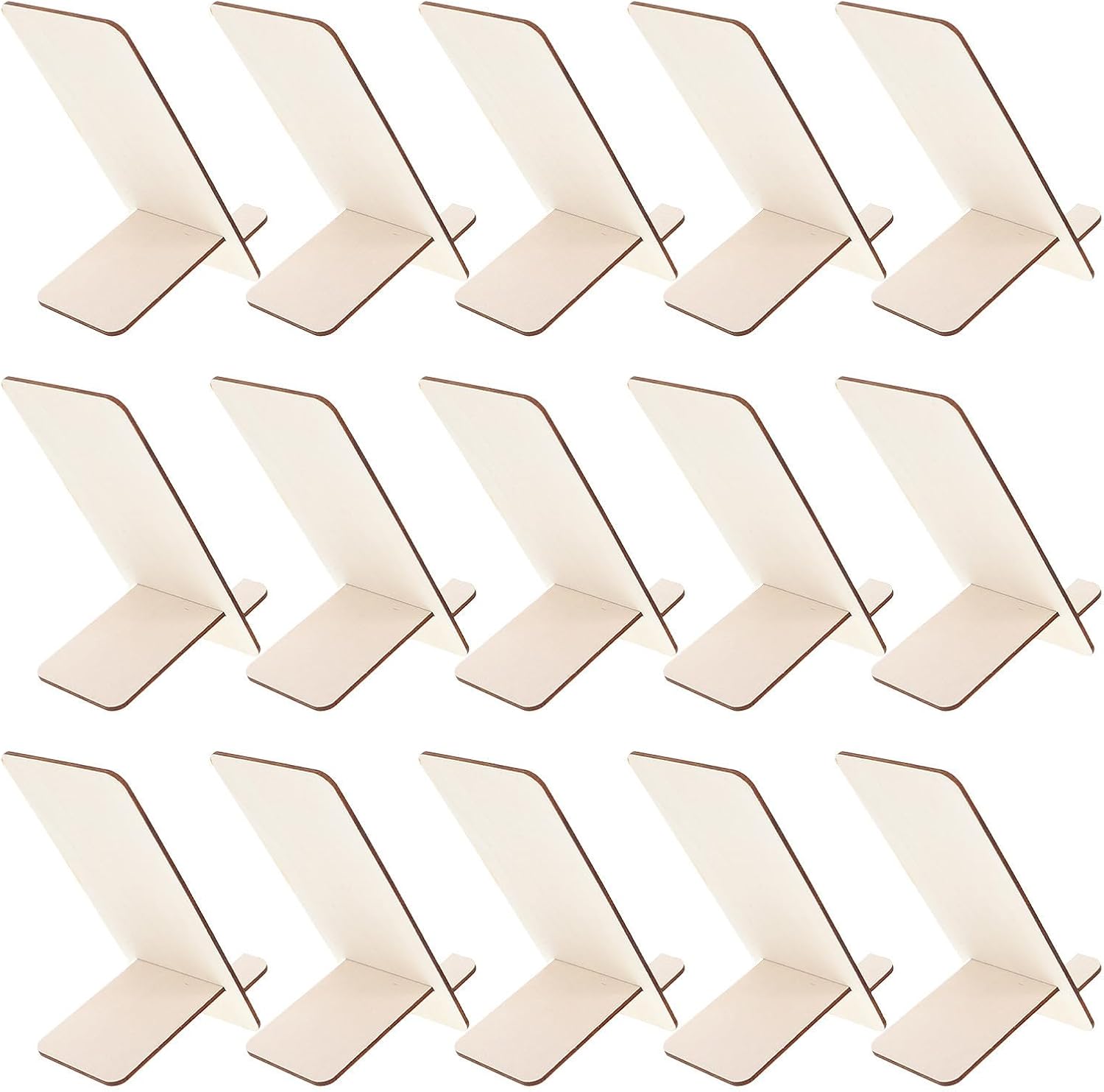 Toyvian 25pcs Unfinished Wood Phone Holder Stand for Desk Mobile Cradle